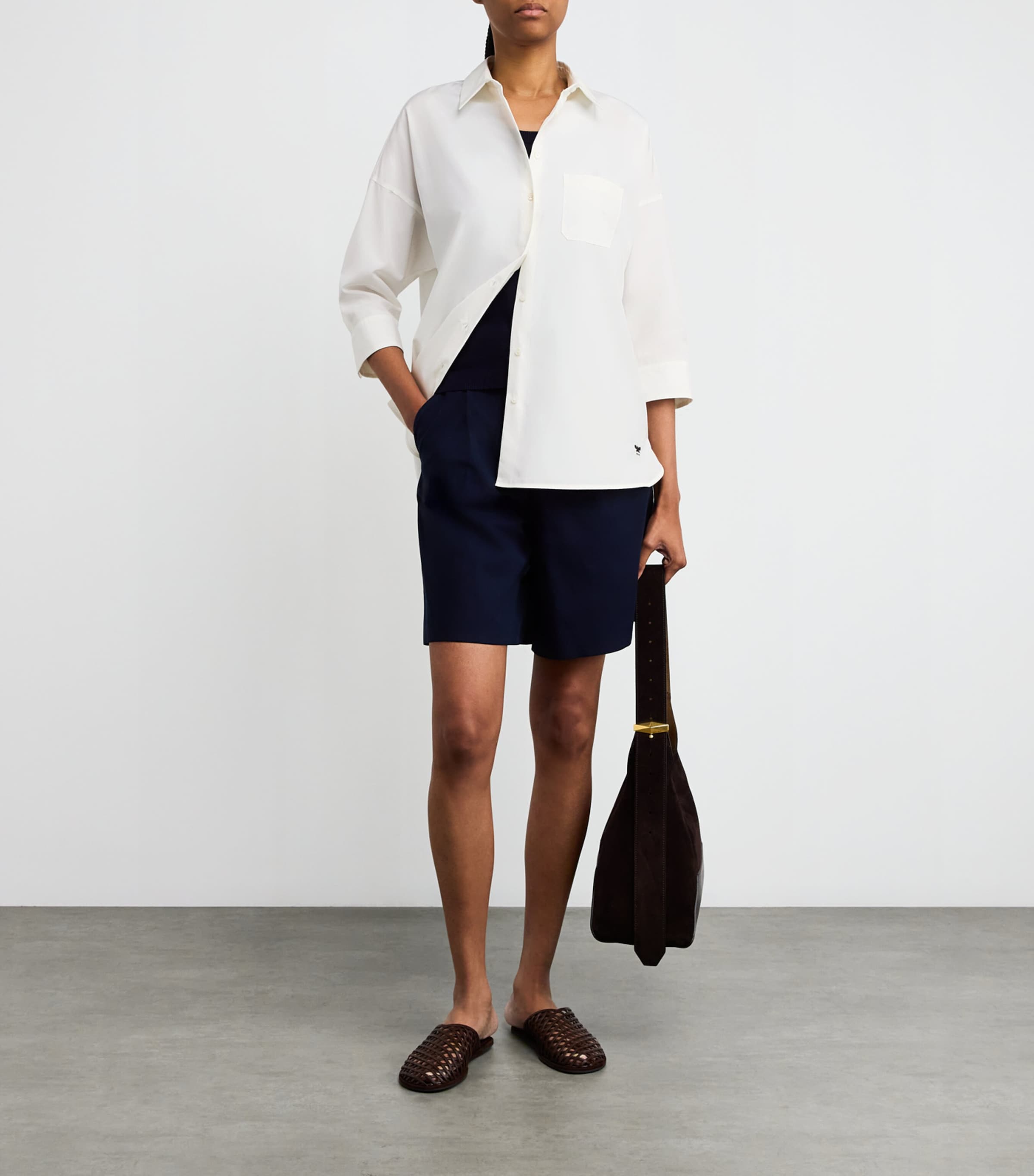 Cotton Poplin Flared Shirt WHITE Image 2