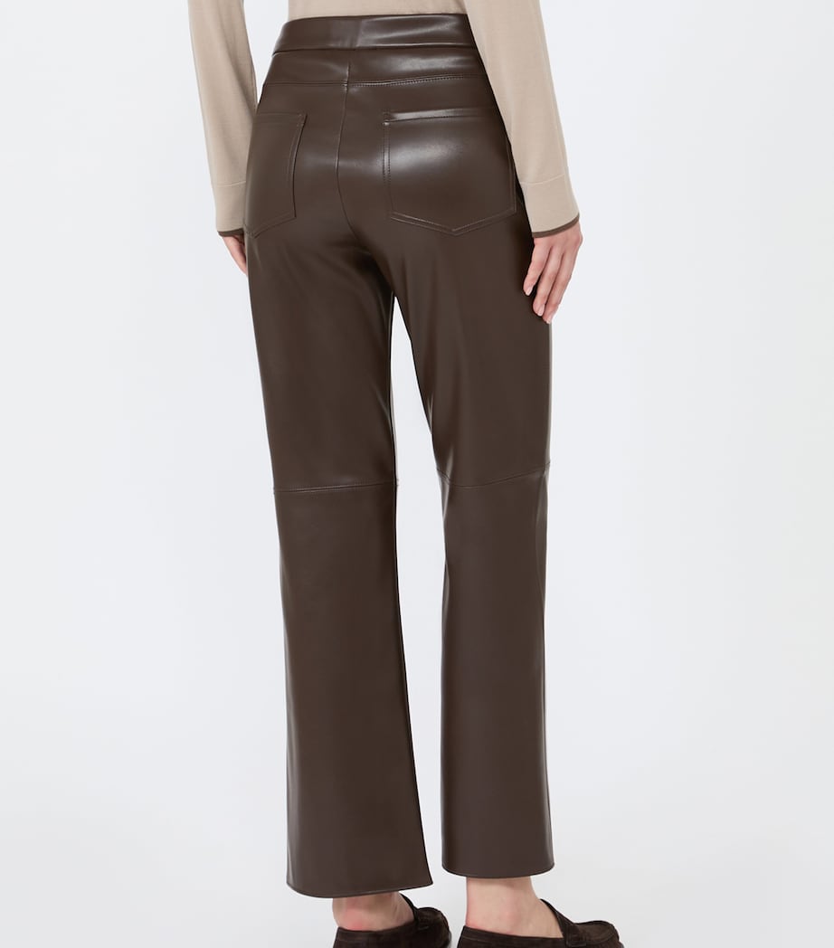 Max Mara Womens Faux Leather Flared Trousers Dark Bown Image 4
