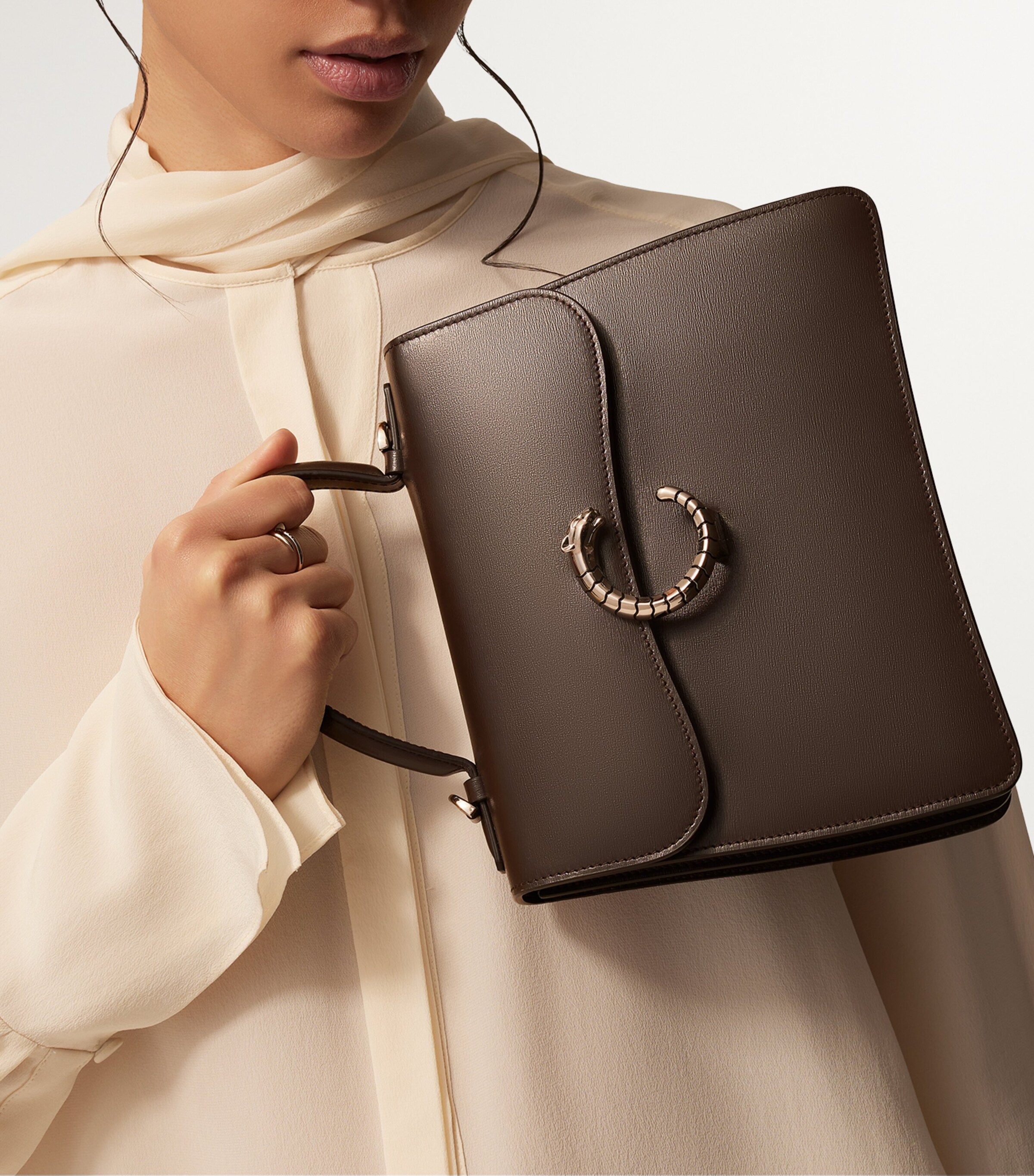 Leather Panthère De Cartier Top-Handle Bag TONKA BROWN Image 8