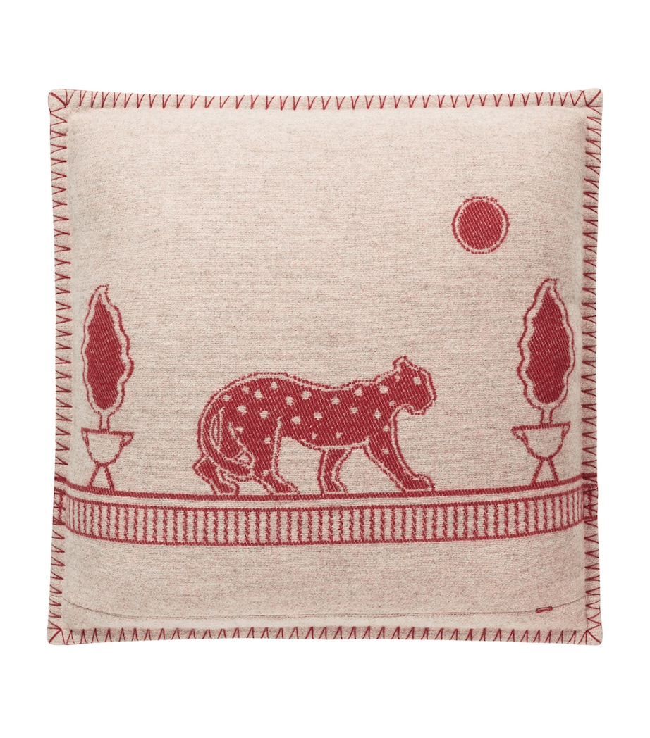 Merino Wool-Cashmere Panthère de Cartier Cushion (50cm x 50cm) RED Image 2