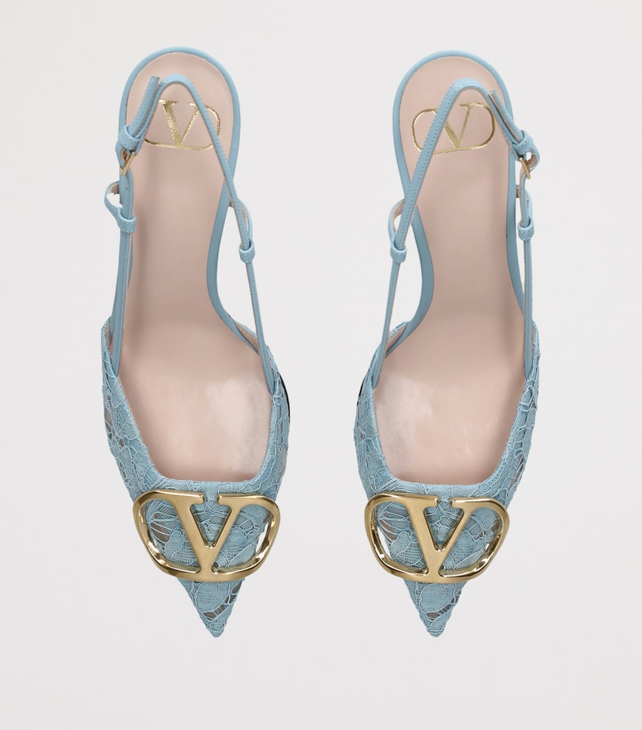 Valentino Garavani Lace VLogo Slingback Pumps 80 Pale Blue Image 3