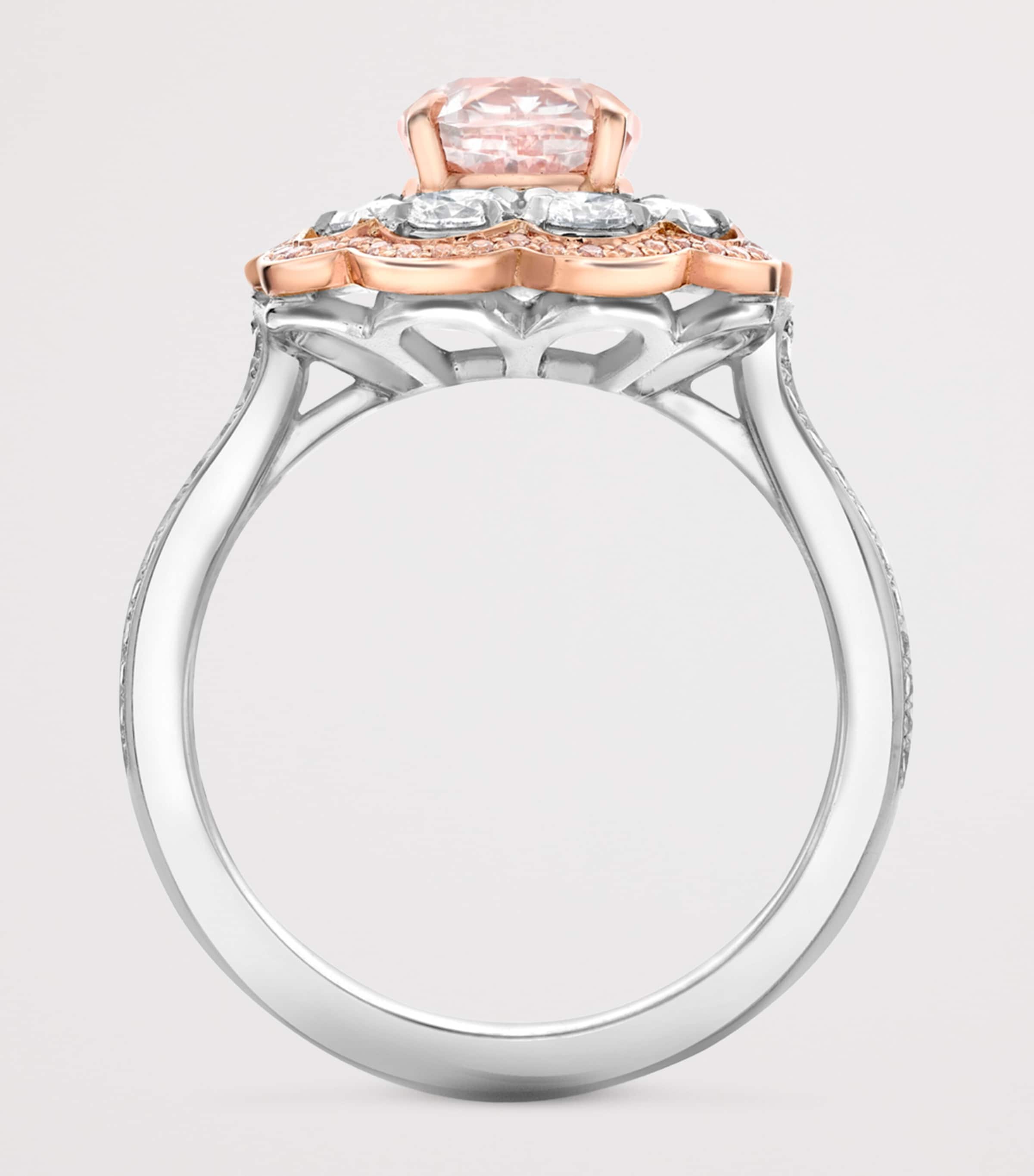Platinum, Rose Gold and Diamond Ring SILVER Image 4