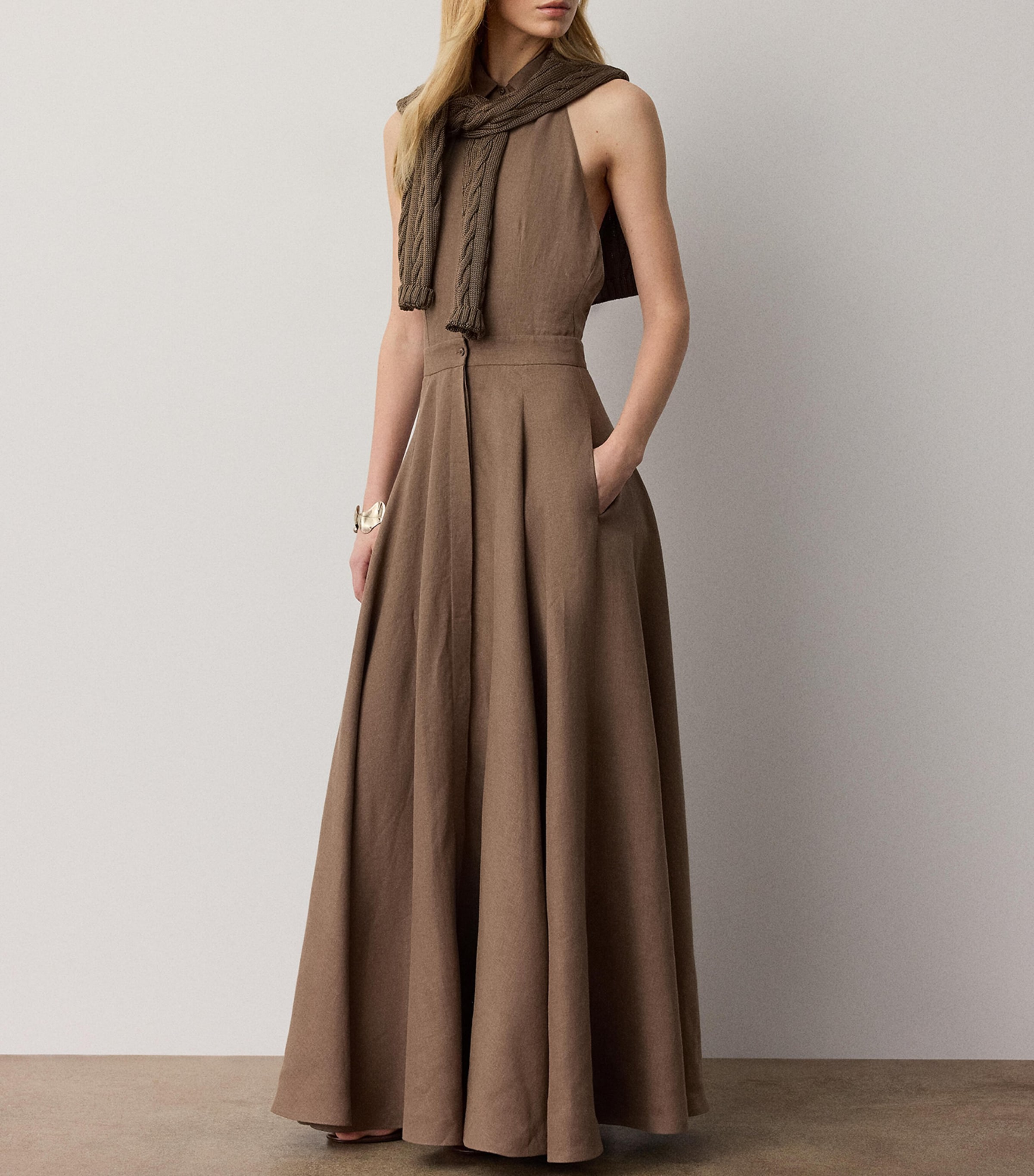 Ralph Lauren Collection Womens Linen Eldred Maxi Dress Portobello Image 3