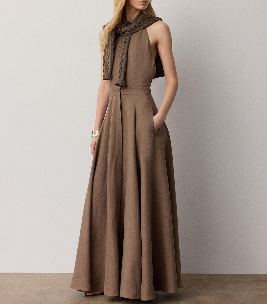 Ralph Lauren Collection Womens Linen Eldred Maxi Dress Portobello Image 3