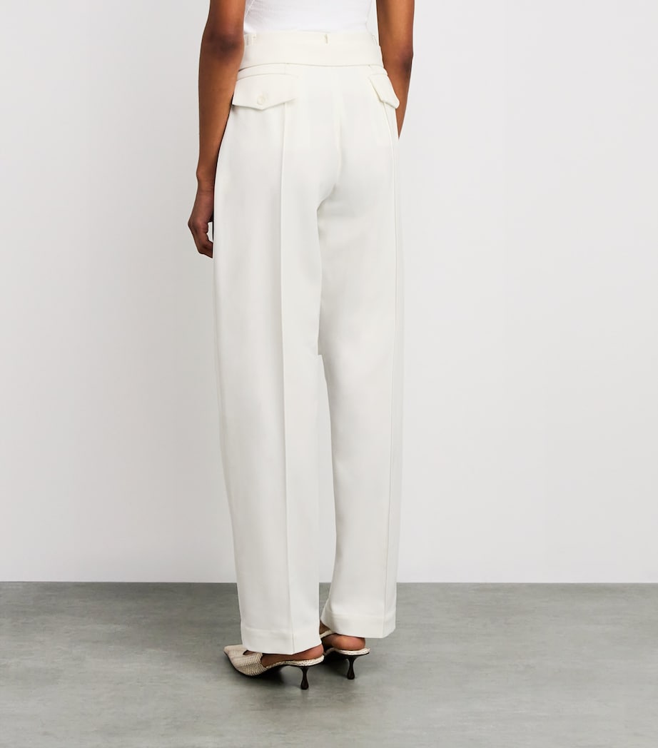 Wool-Blend Belted Straight Trousers OFF WHITE Image 4