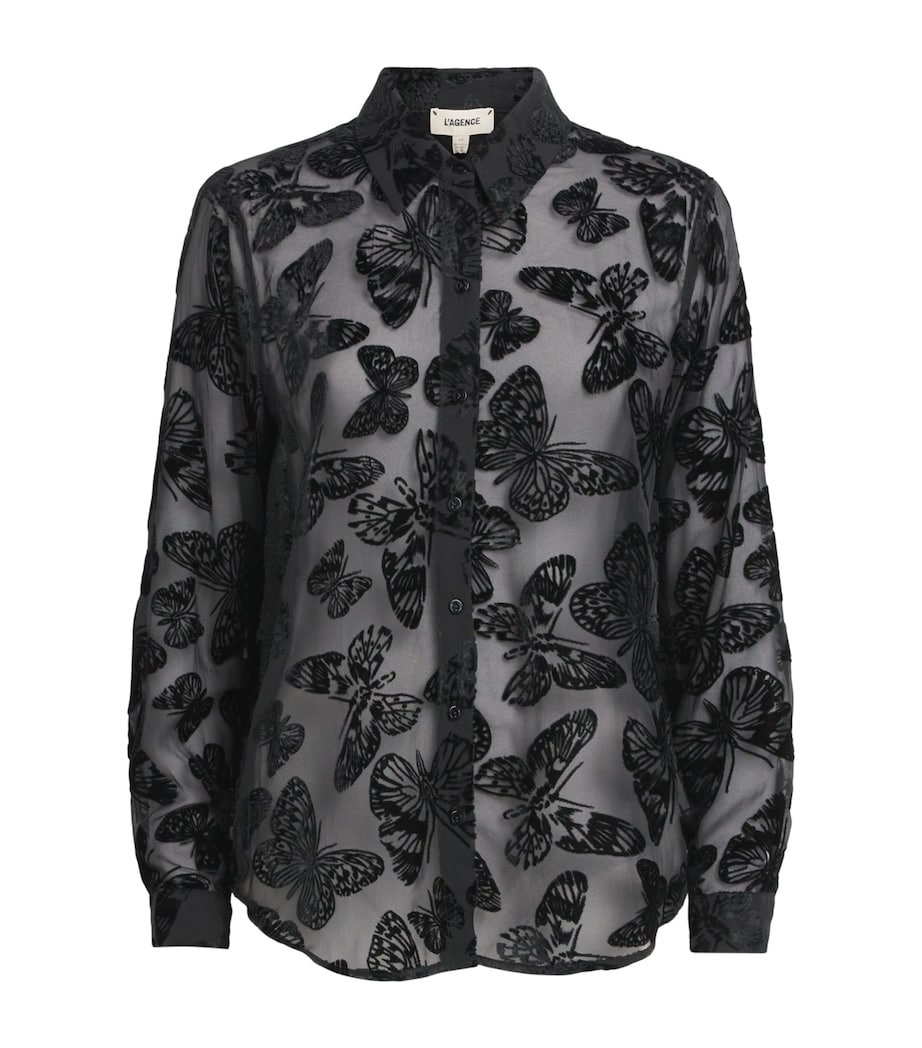 L'Agence Womens Laurent Blouse Black Butterfly Blbu Image 1
