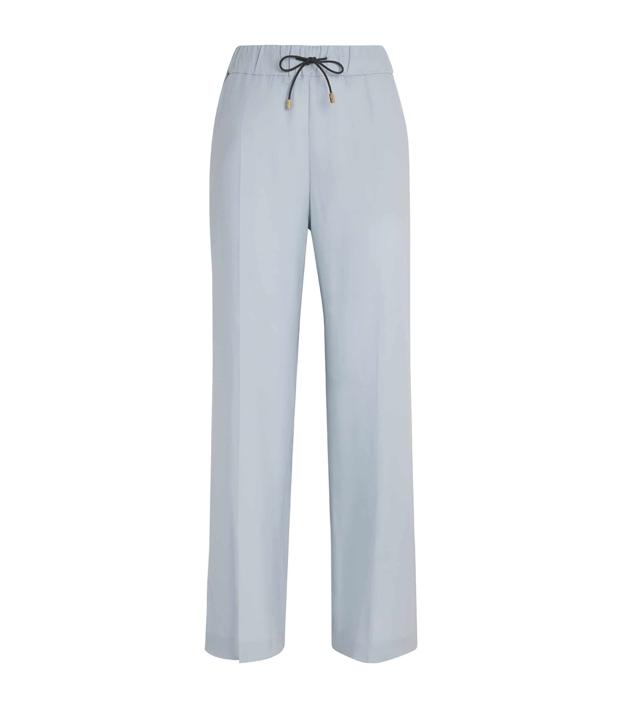 Colombo Kid Cashmere Drawstring Wide-leg Trousers In Blue