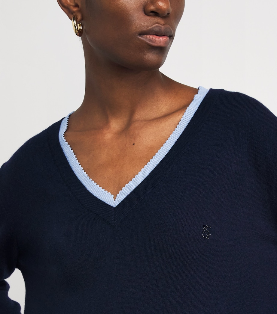 Wool-Cashmere V-Neck Sweater NAVY BLUE Image 6
