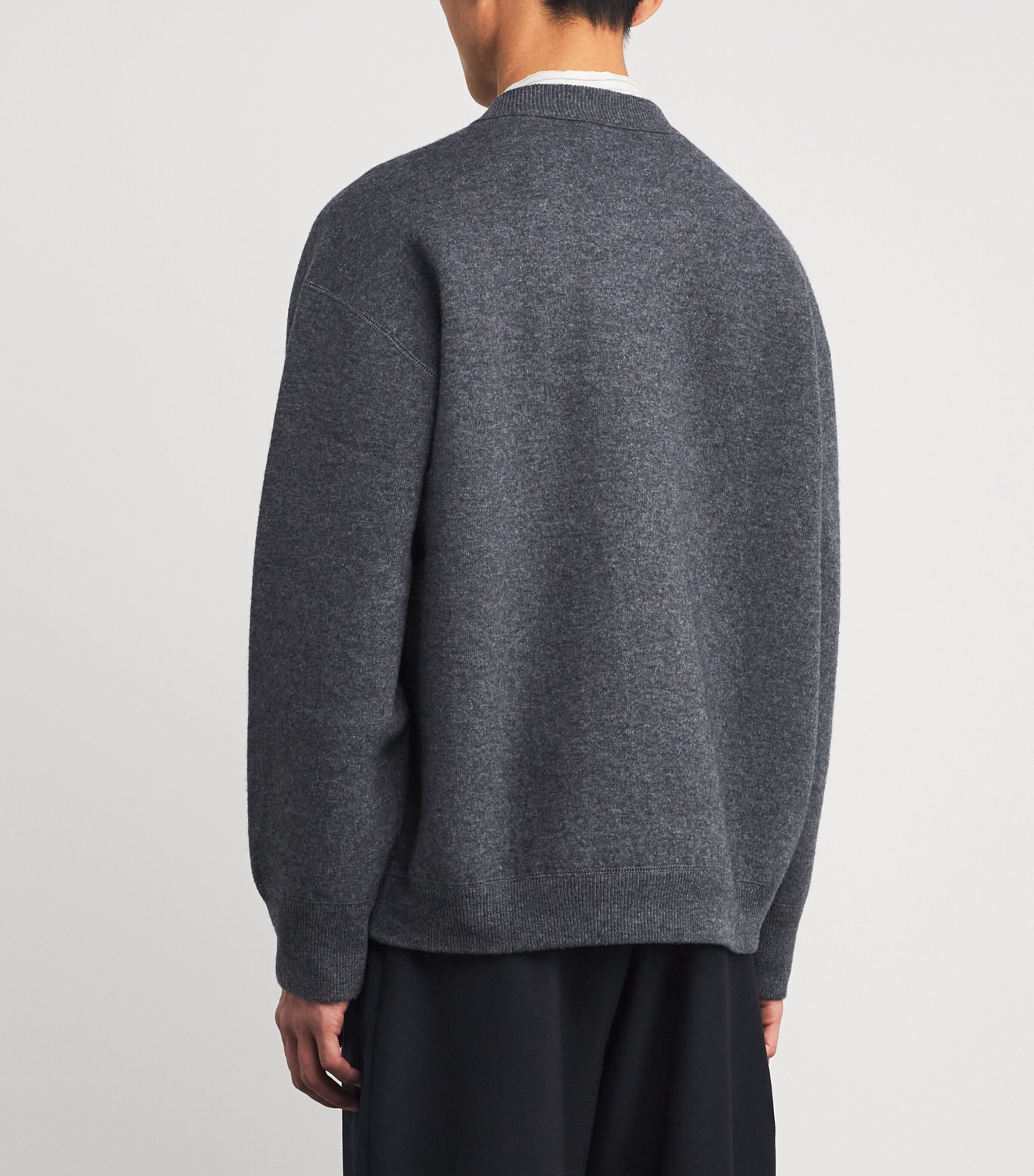 Studio Nicholson Mens Wool-Cashmere Moray Sweater Charcoal Marl Image 4