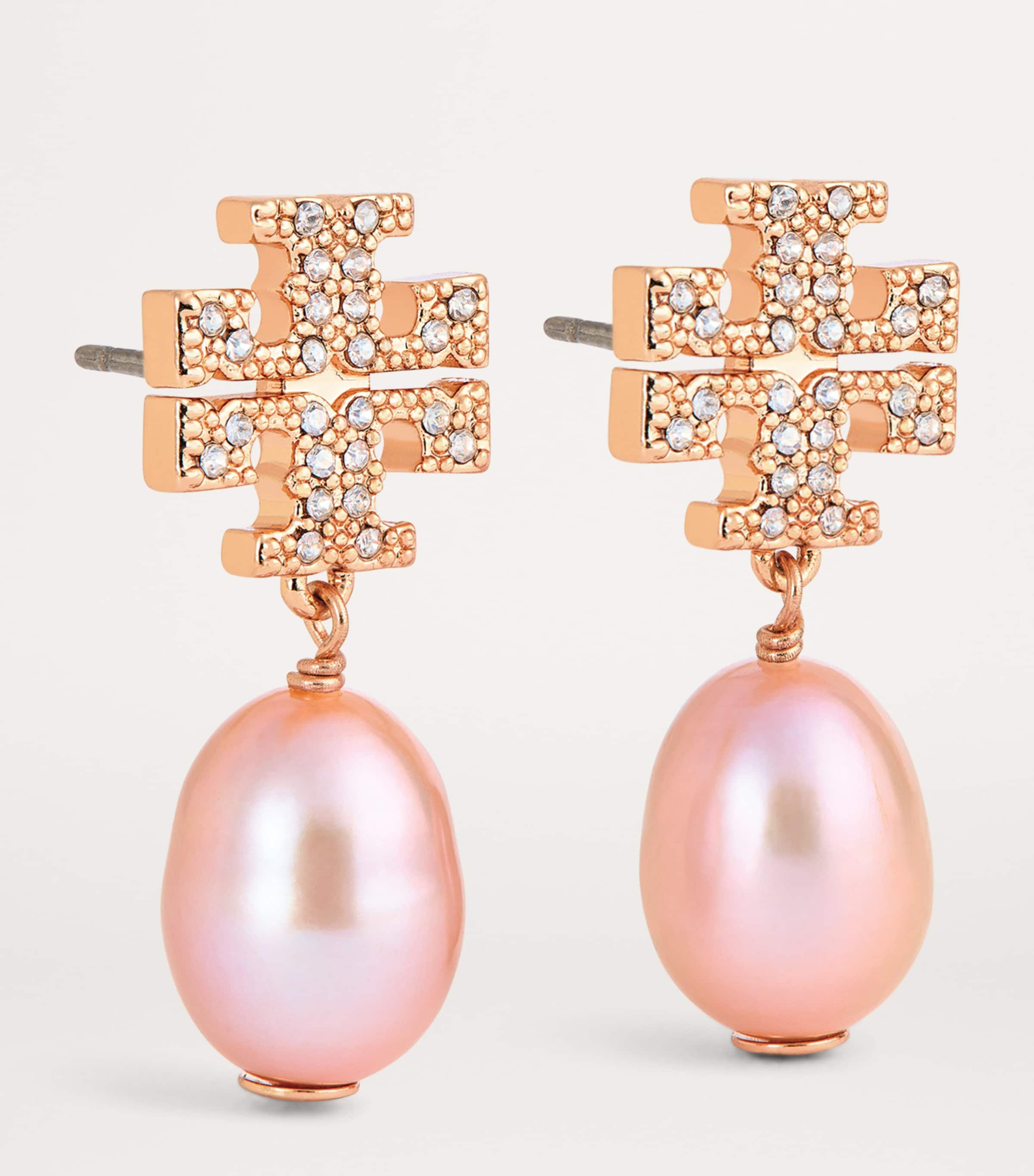 Tory Burch Kira Pavé Pearl Drop Earrings Rose Gold / Pearl Image 3