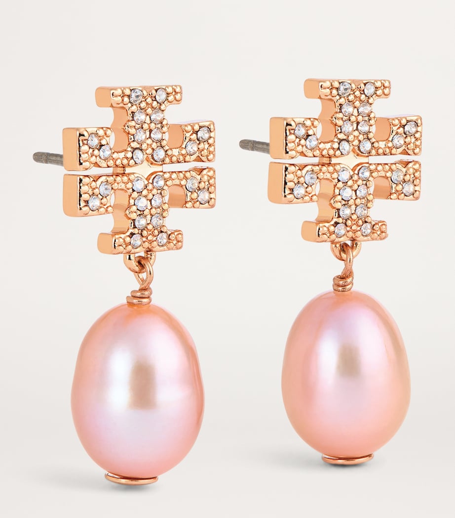 Tory Burch Kira Pavé Pearl Drop Earrings Rose Gold / Pearl Image 3