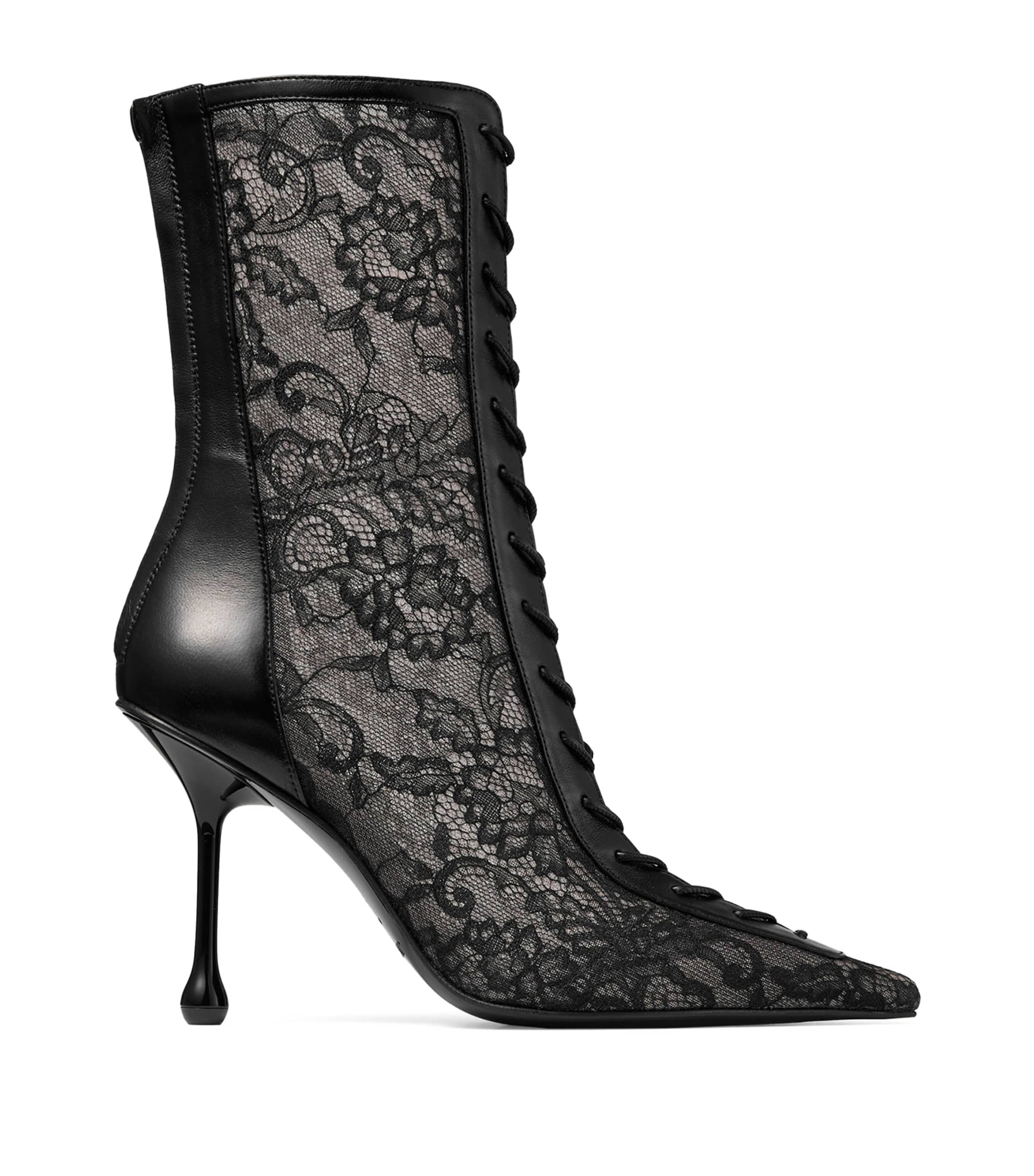 Jimmy Choo Scarlett 95 Leather-Lace Heeled Boots Black/black Image 1