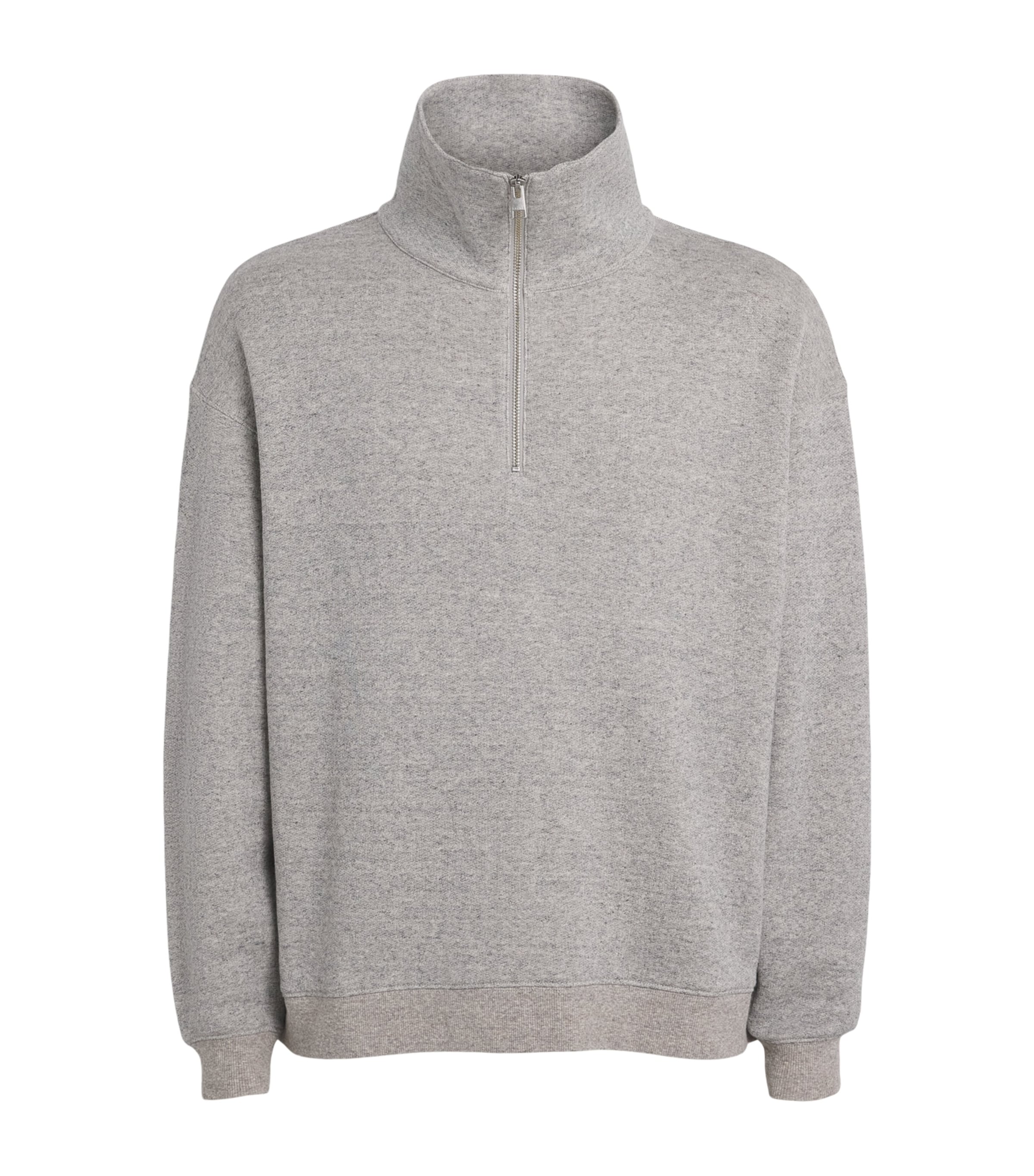 FRAME Mens Wool-Cotton Half-Zip Sweater Hgry Heather Grey Image 1
