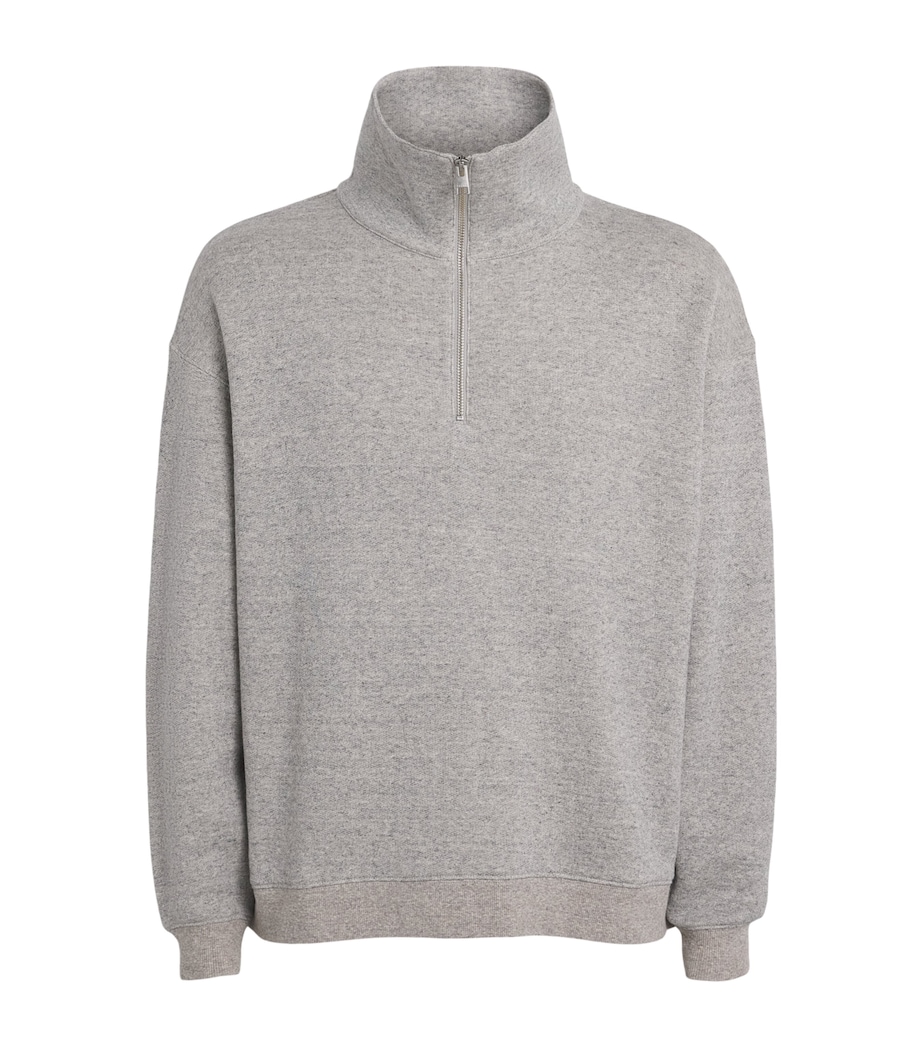 FRAME Mens Wool-Cotton Half-Zip Sweater Hgry Heather Grey Image 1