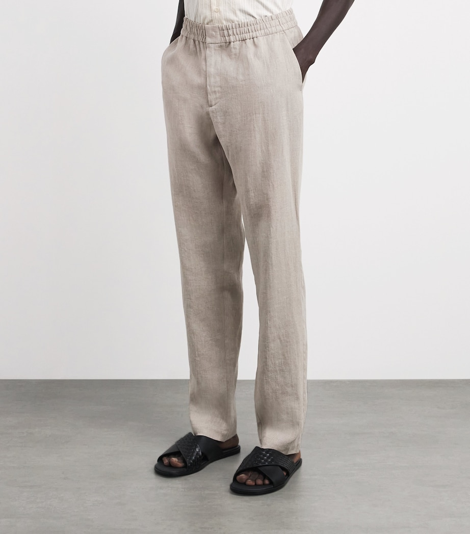 Sunspel Mens Linen Drawstring Trousers Brbd Sand Image 4