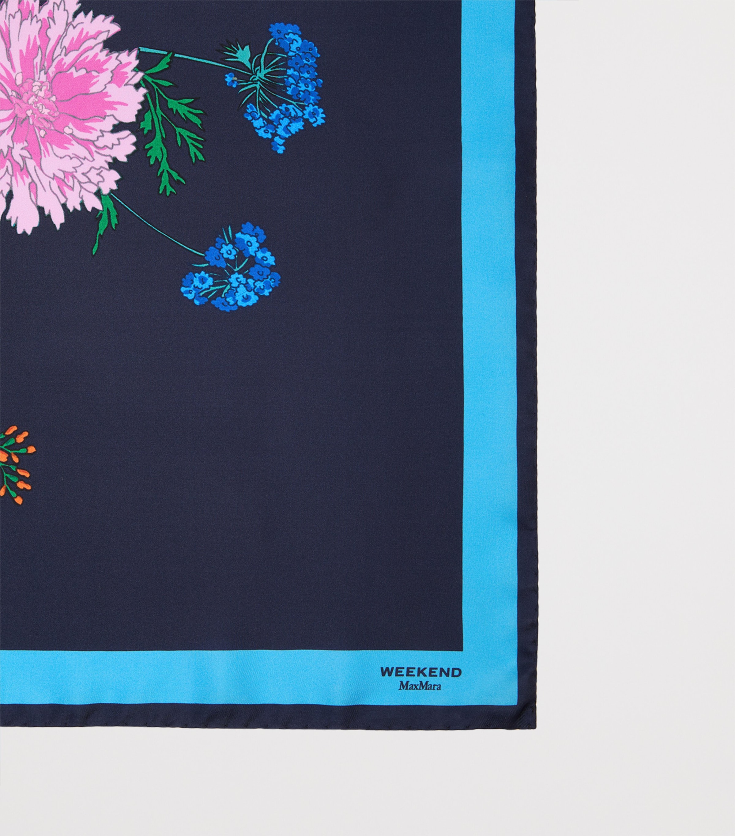 Weekend Max Mara Silk Floral Print Scarf Midnightblue Image 3