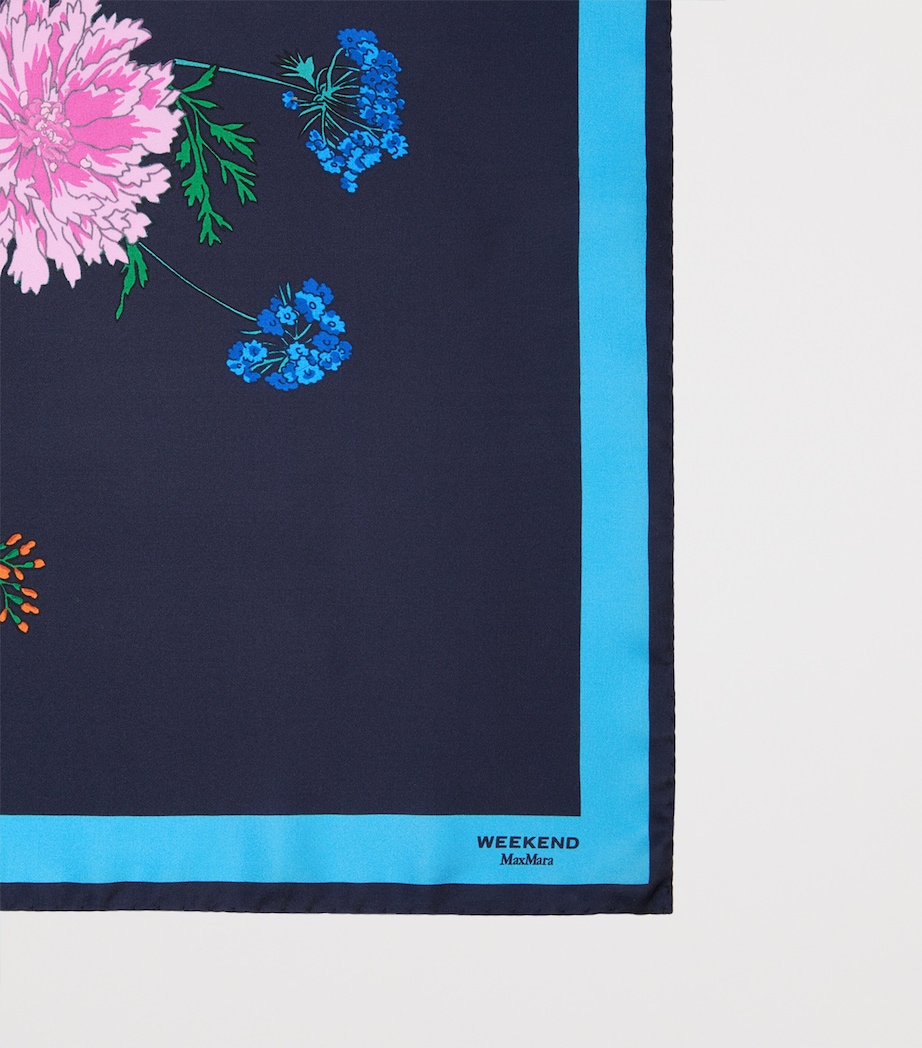 Weekend Max Mara Silk Floral Print Scarf Midnightblue Image 3
