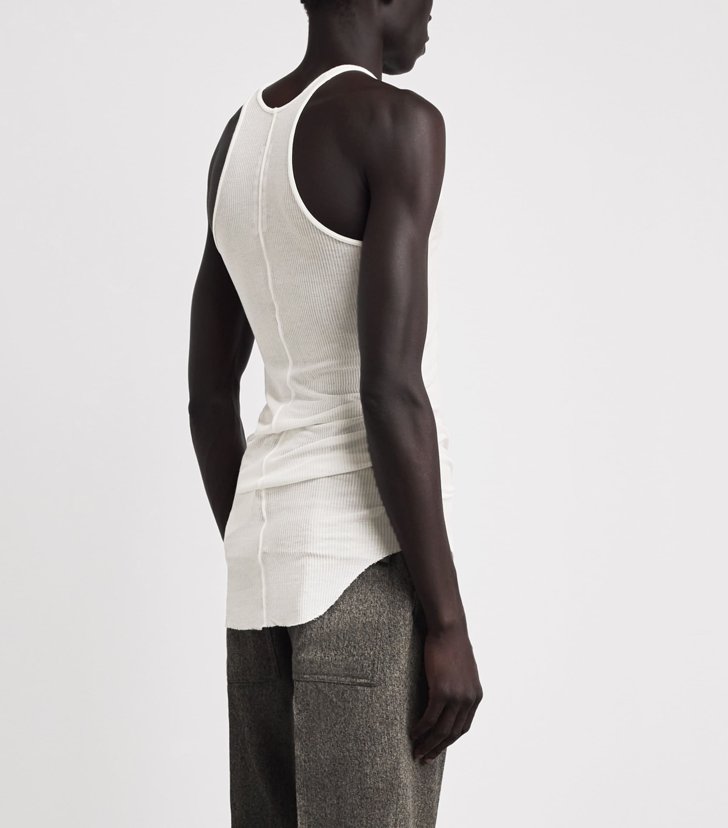 Rick Owens Mens Basic Rib Tank Top Milk Image 5