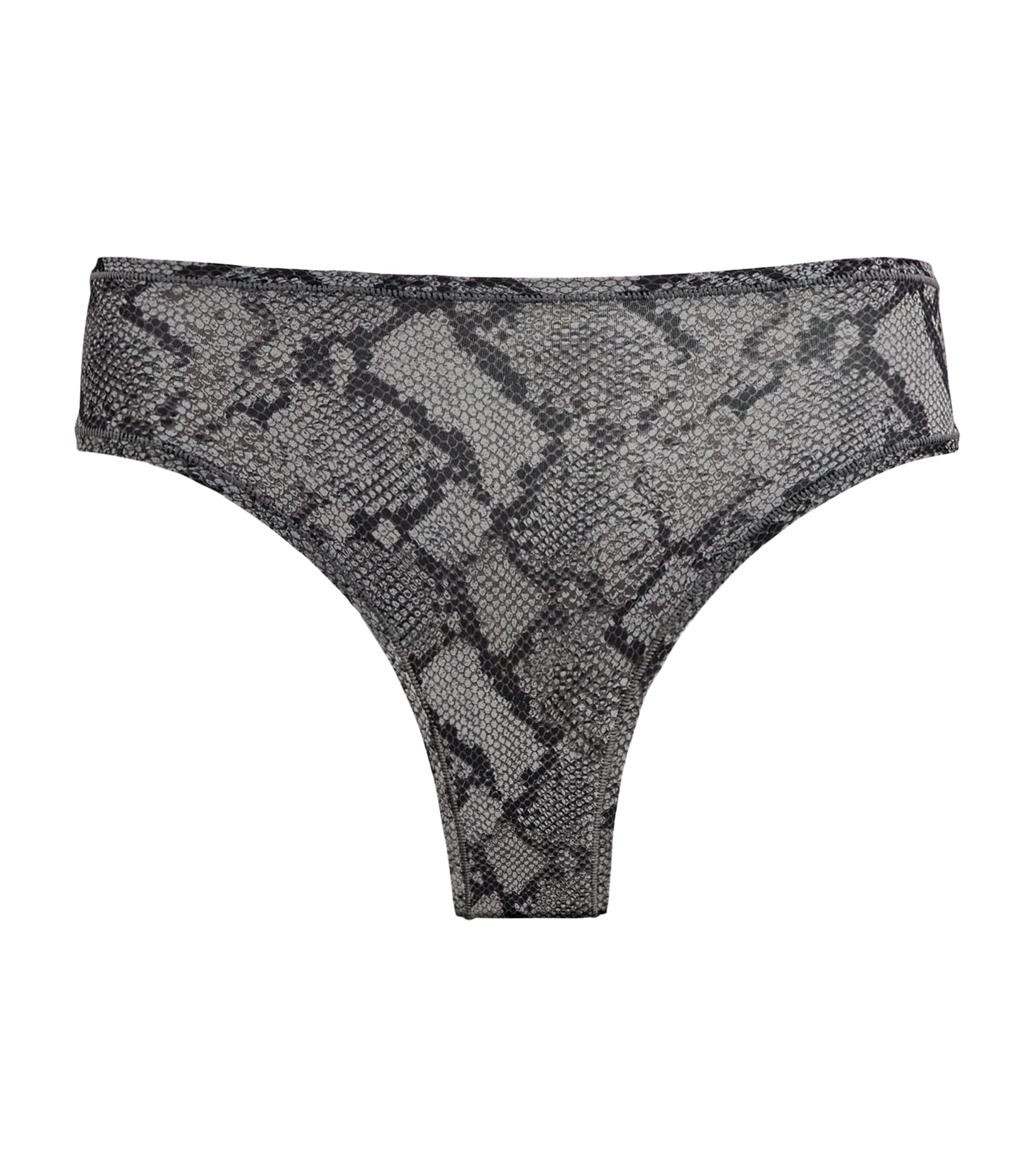 Skims Fits Everybody Snakeskin Print Cheeky Briefs In Gray