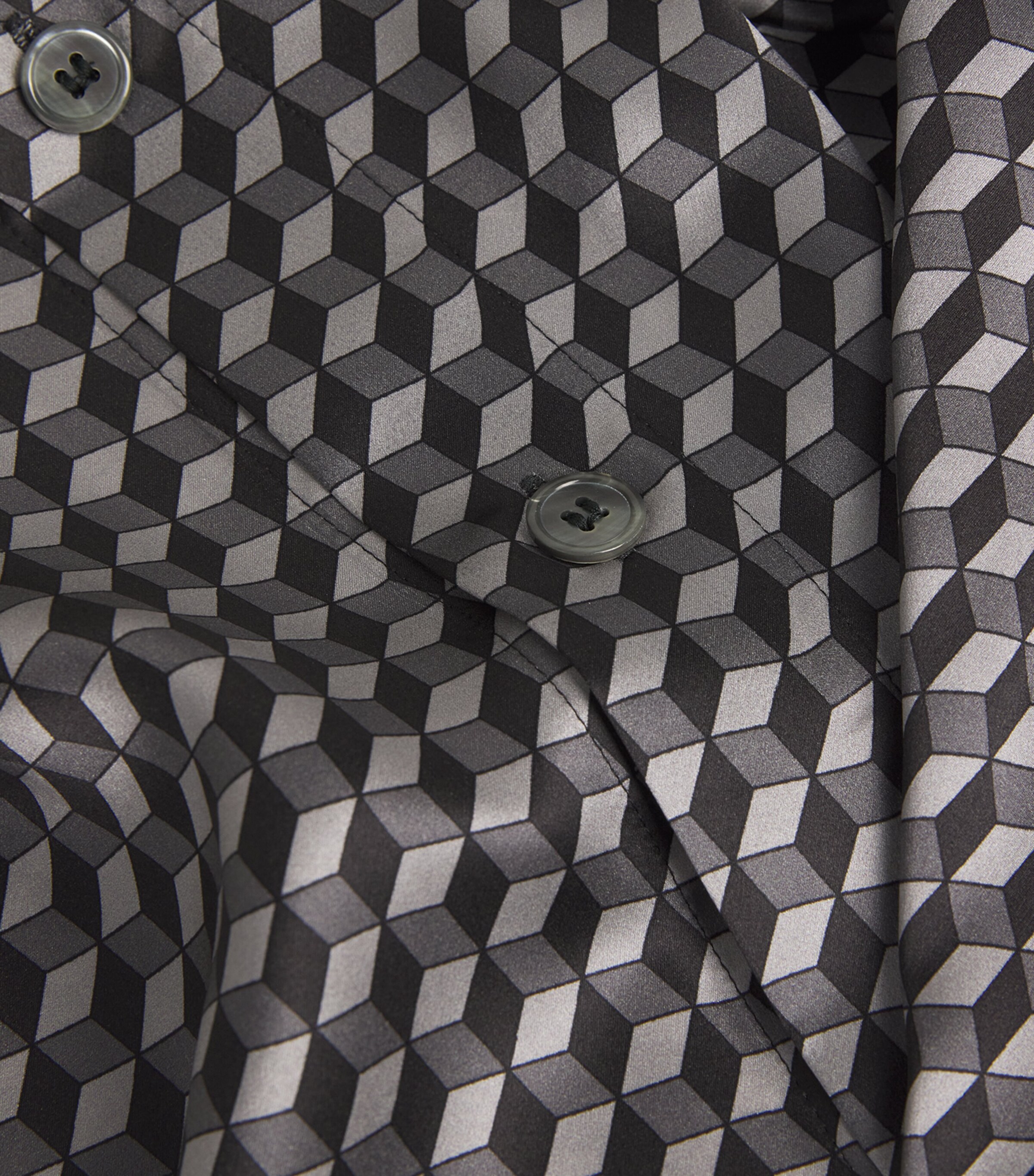 Silk Geometric Print Pyjamas MULTI Image 5