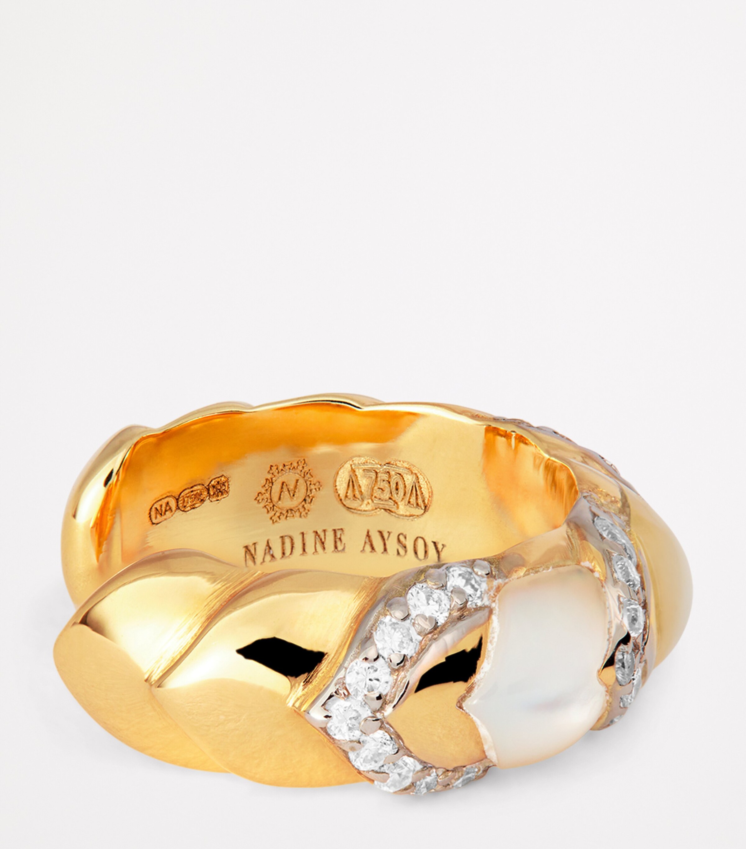 Nadine Aysoy Yellow Gold, Diamond and Mother-of-Pearl Cobra Ear Cuff Yellow Gold Image 4