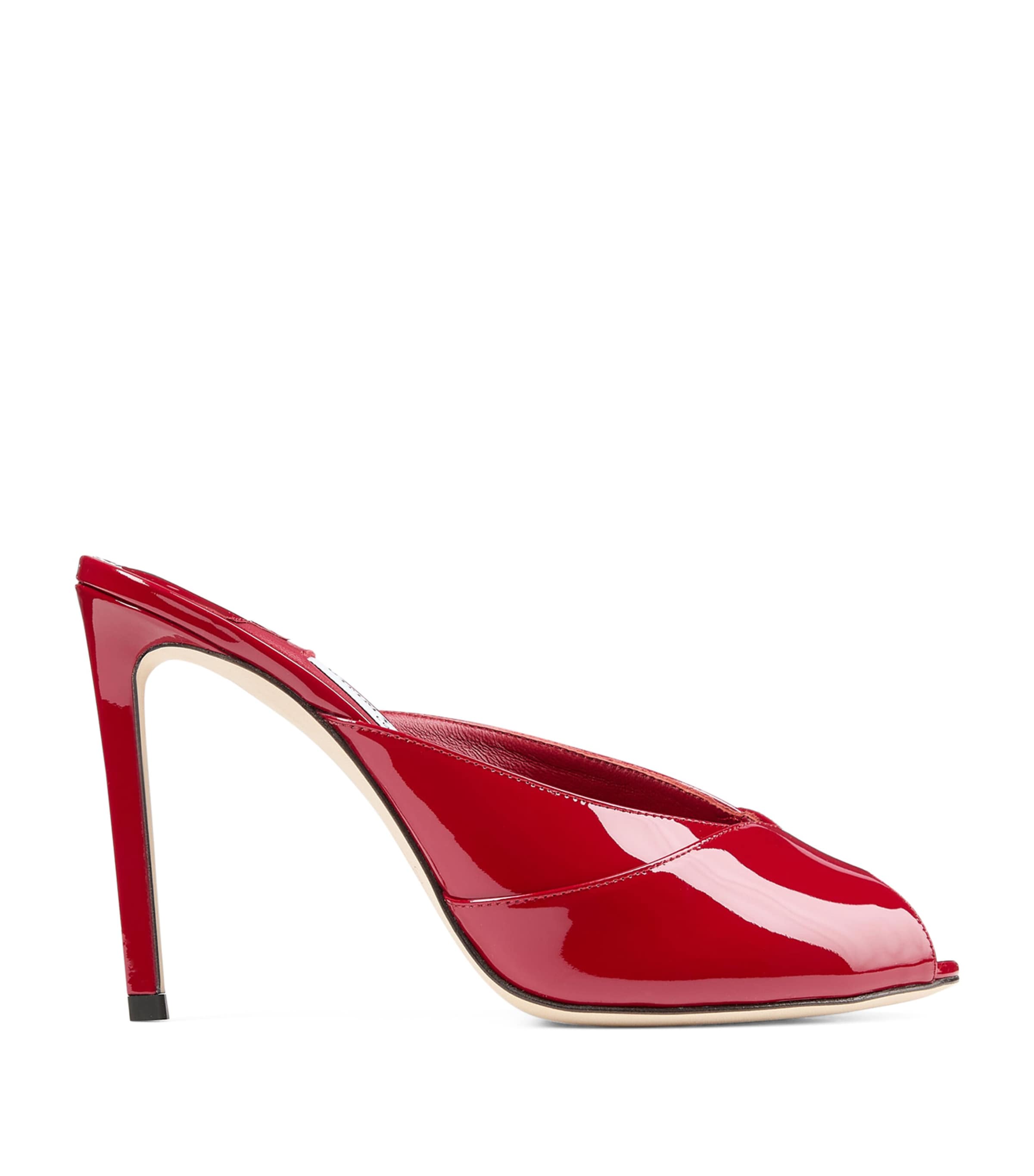 Jimmy Choo Brigitte 100 Patent Leather Mules In Red