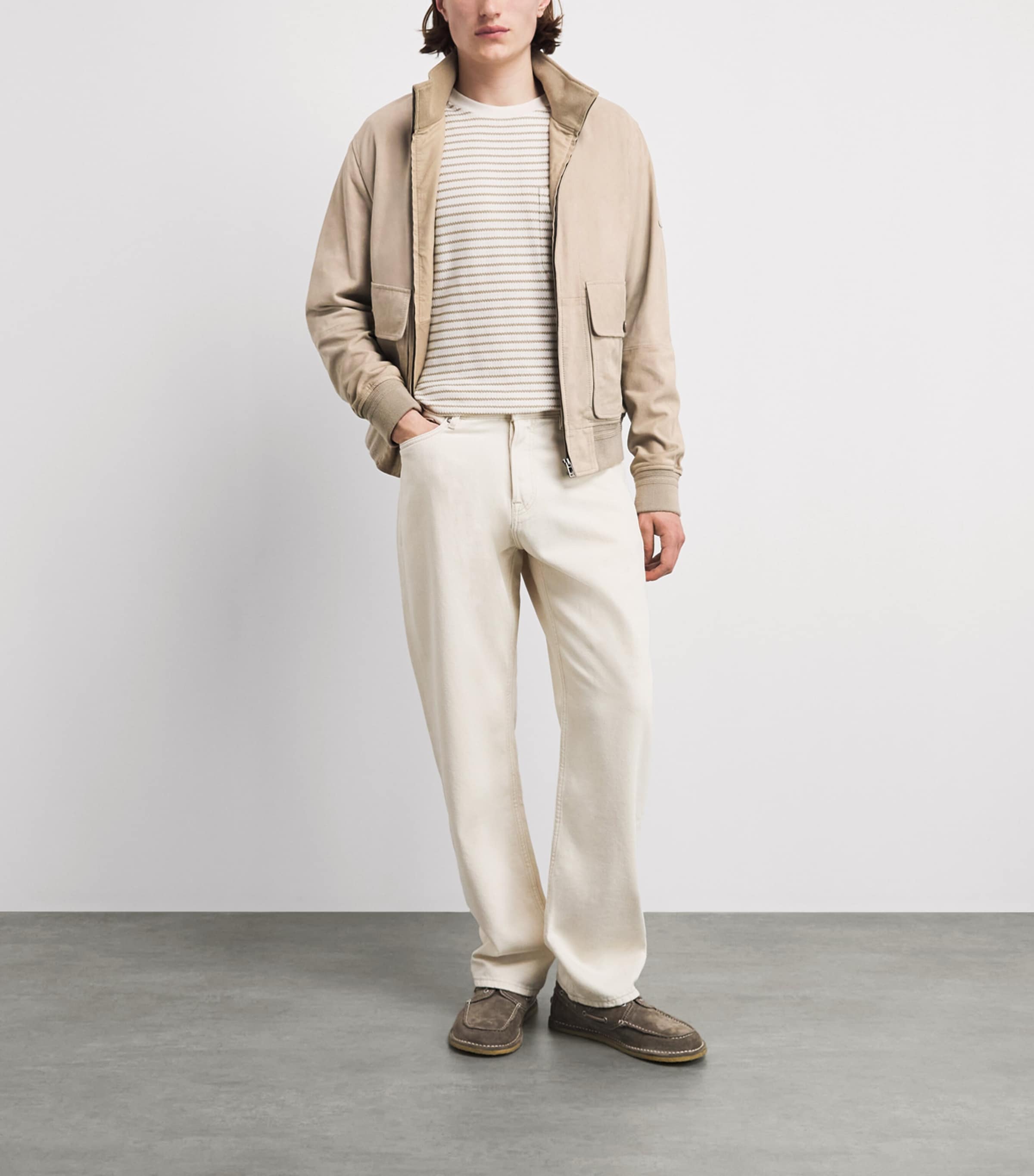 Belstaff Mens Suede Seaway Bomber Jacket Dark Sanddksnd Image 2