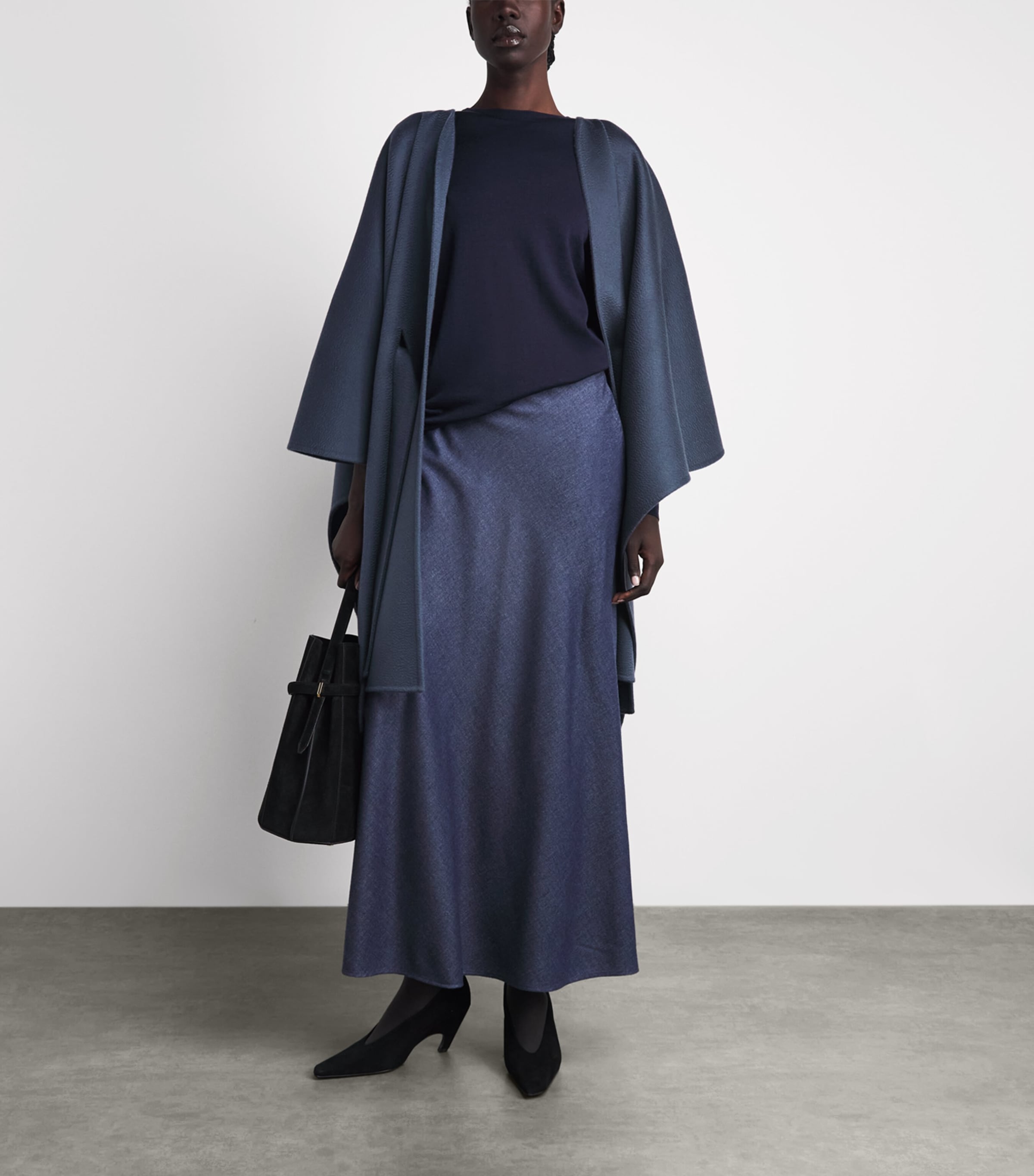 Colombo Womens Cashmere Cape Blue Denim Image 2