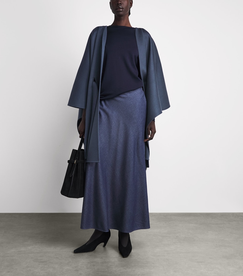 Colombo Womens Cashmere Cape Blue Denim Image 2