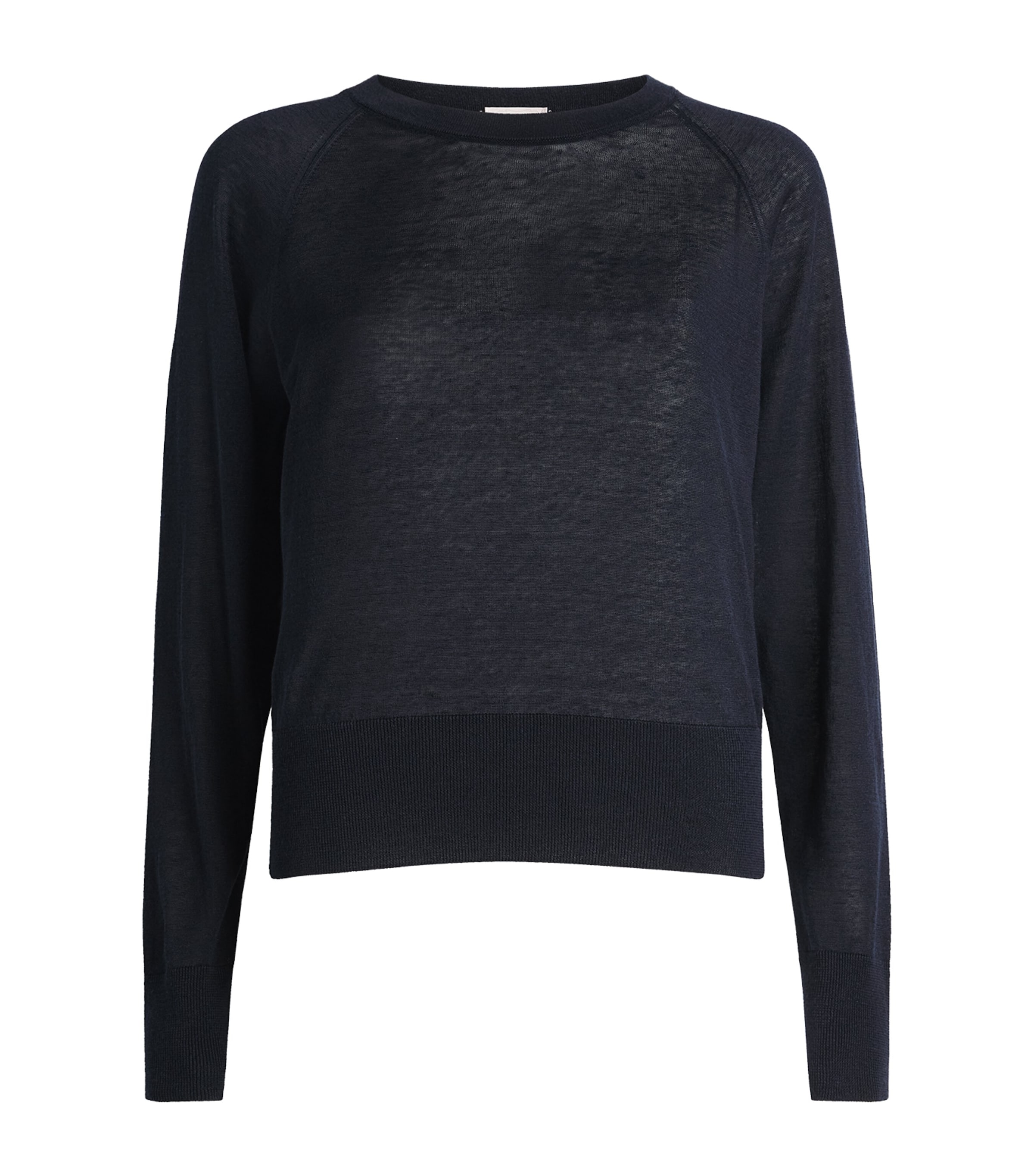 Agnona Womens Linen-Silk Crew-Neck Sweater Dark Blue Navy Image 1