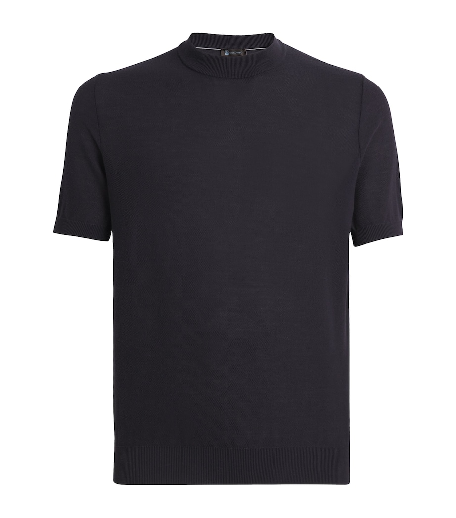 Cotton Short-Sleeve Sweater 46237 NAVY Image 1