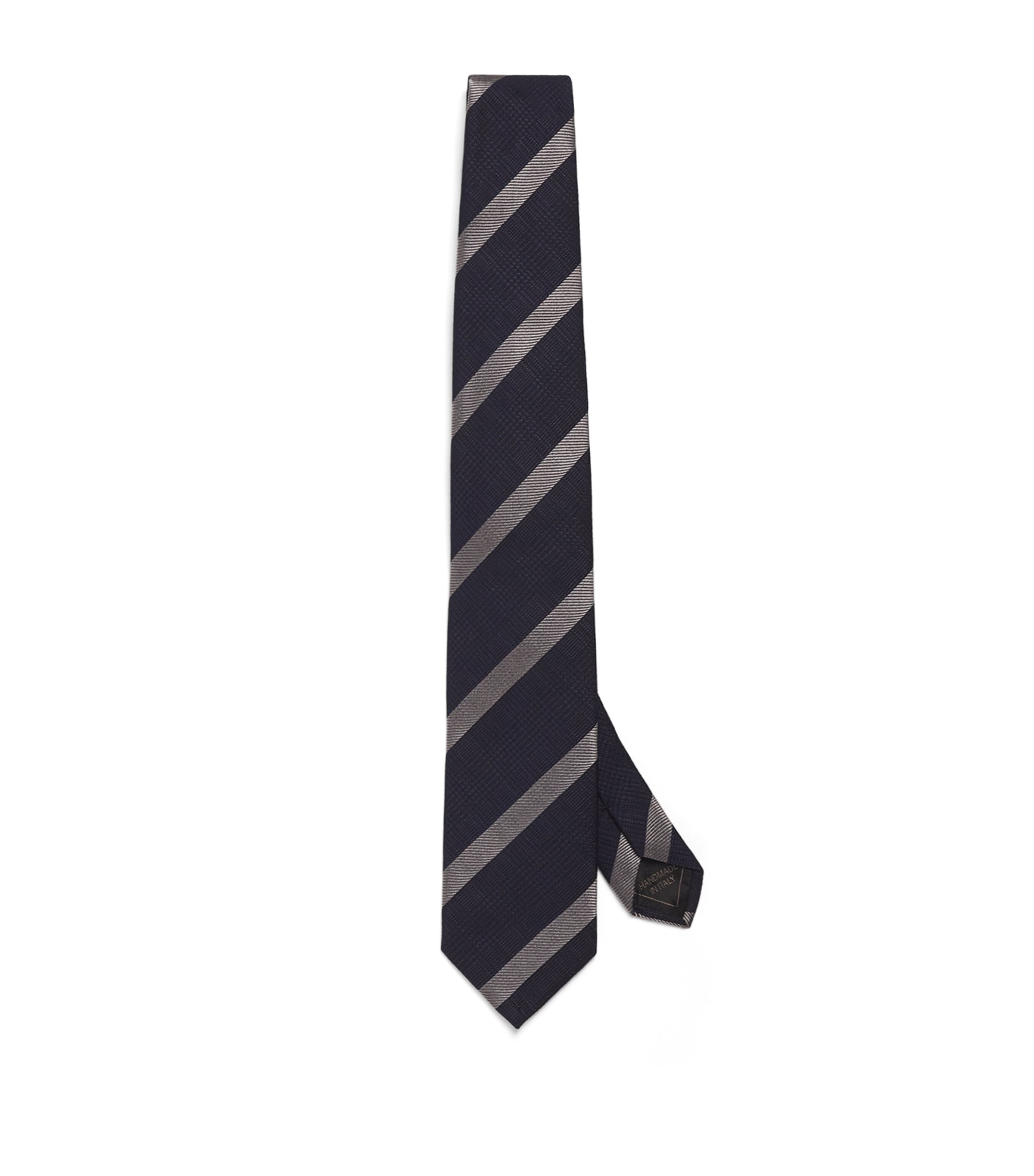 Brioni Silk-cotton Stripe Tie In Multi