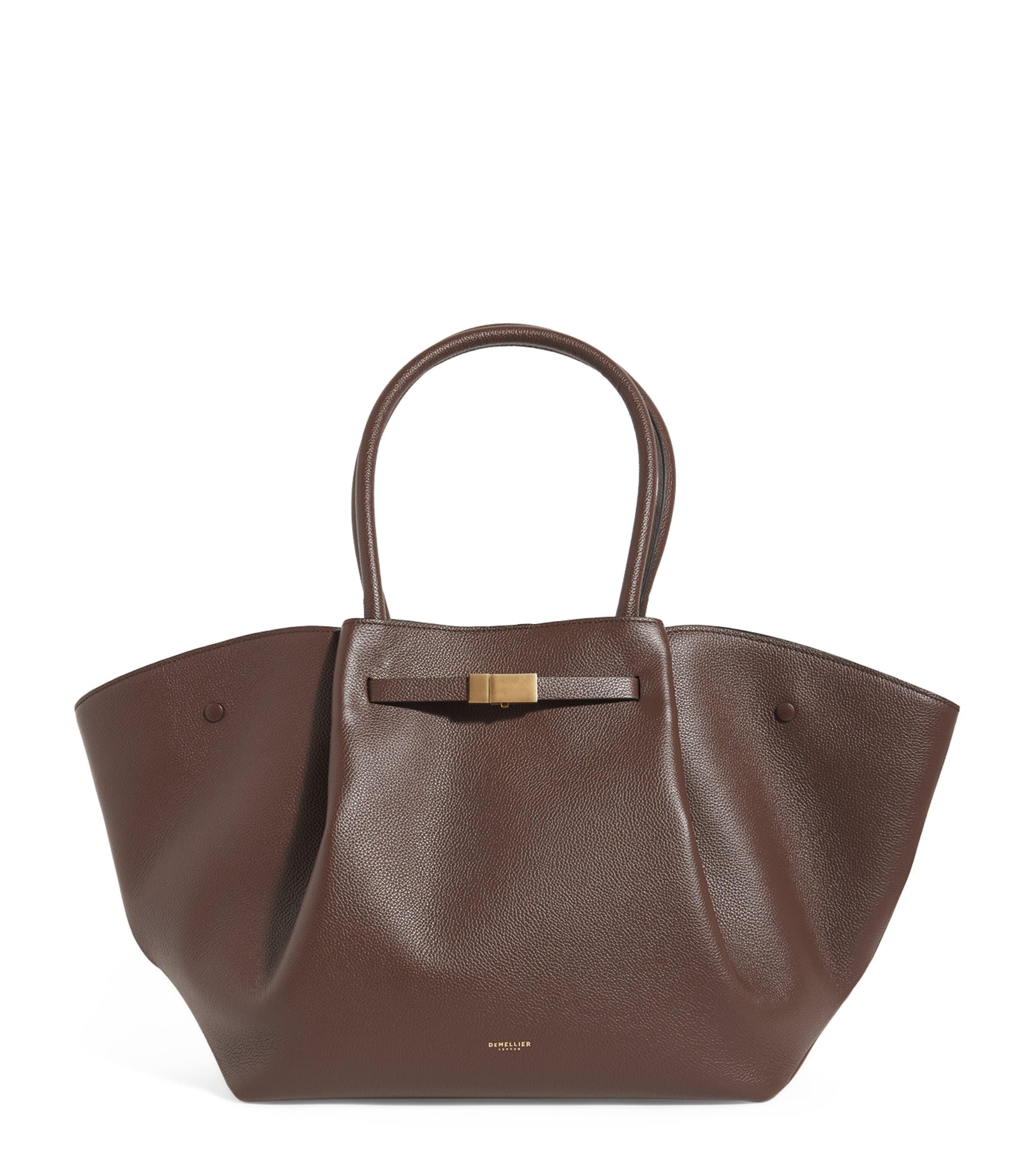 Demellier Leather New York Tote Bag In Brown