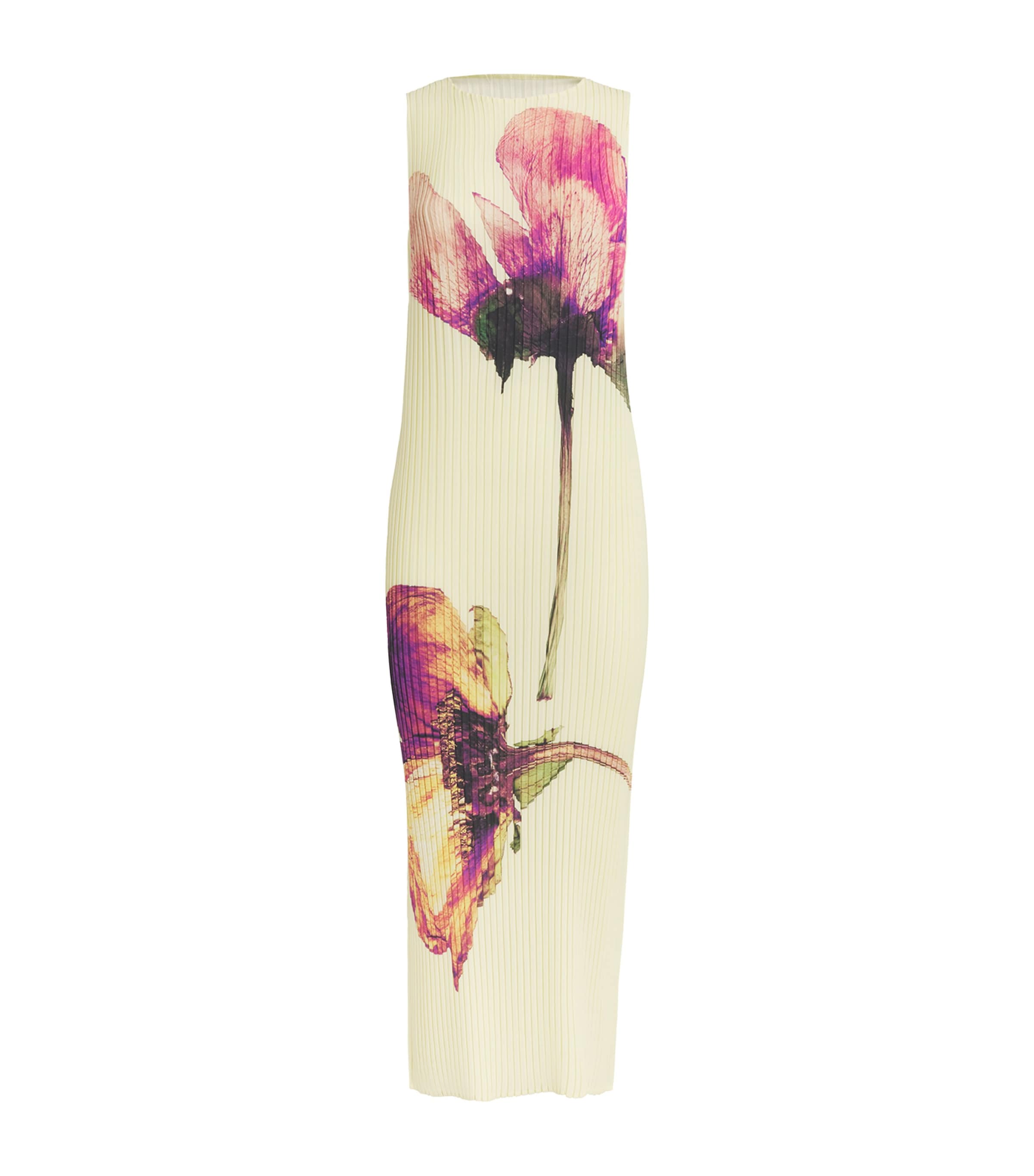 Issey Miyake Pressed Floral Midi Dress