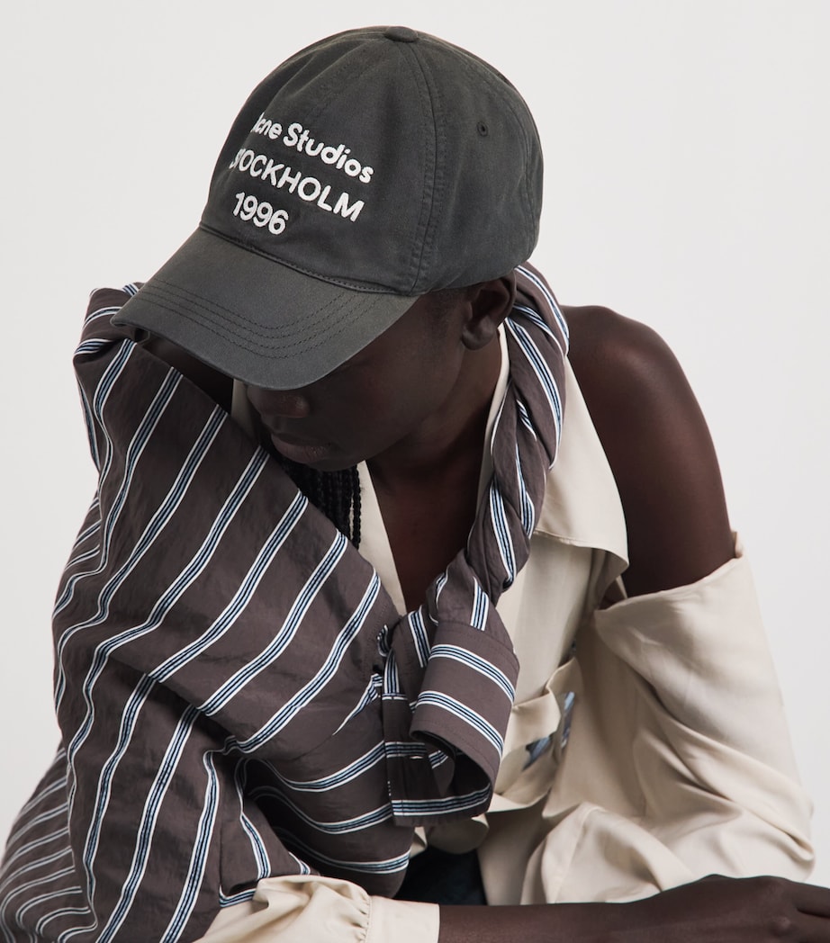 Acne Studios Cotton Logo Cap Faded Black Image 2