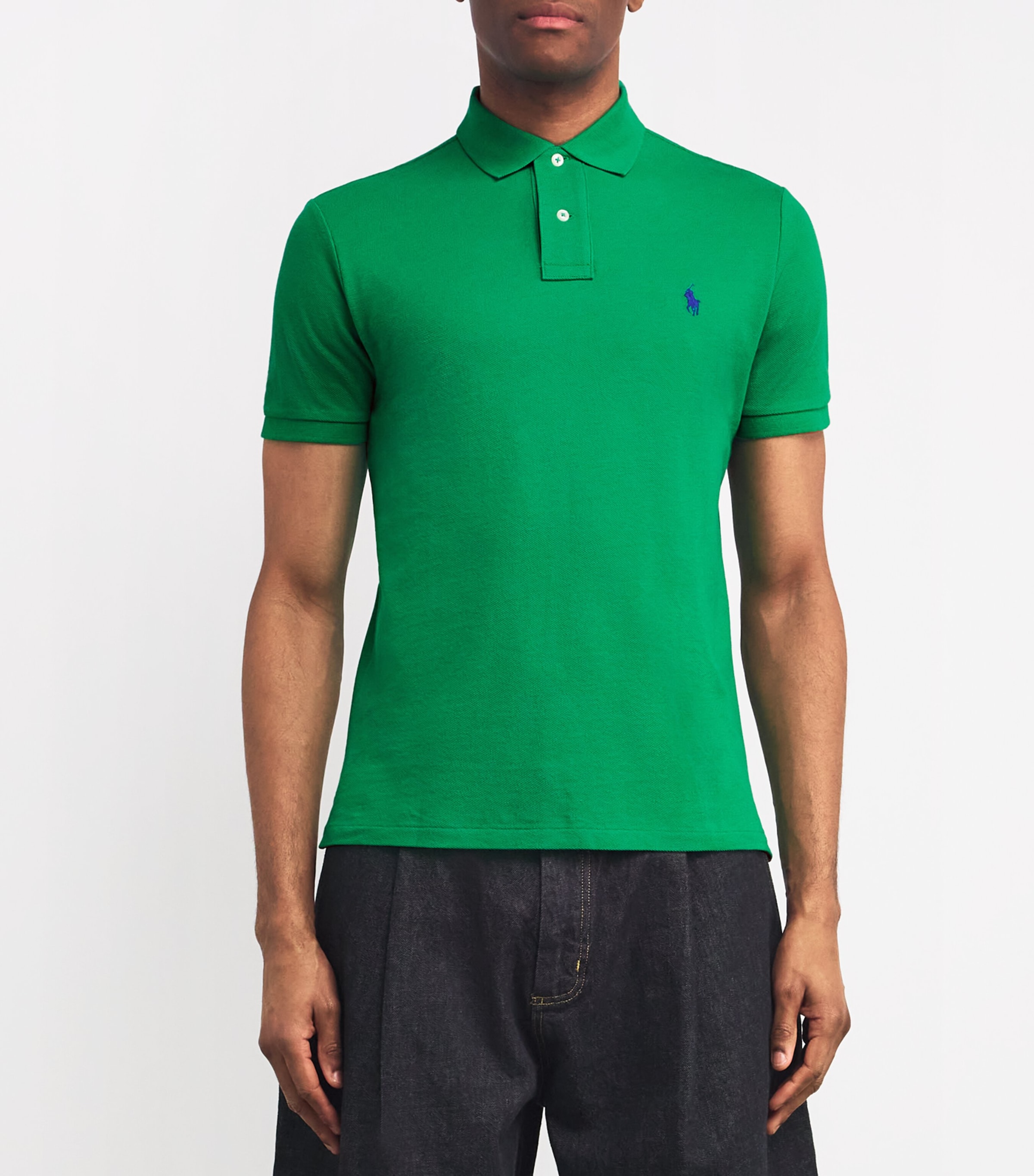 Cotton Mesh Custom-Fit Polo Shirt GREEN Image 6