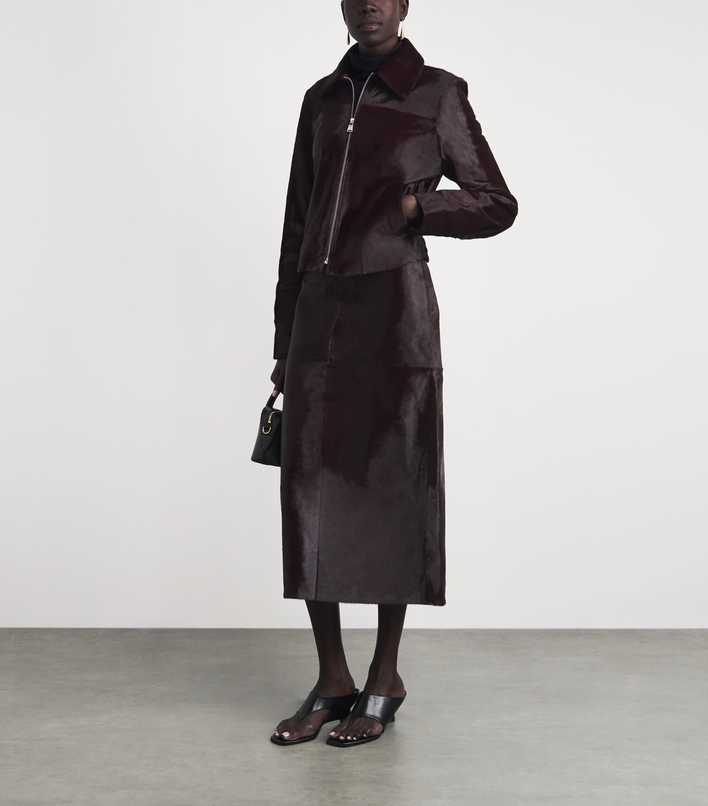 Simkhai Womens Calf Hair Jacket Fig Image 2