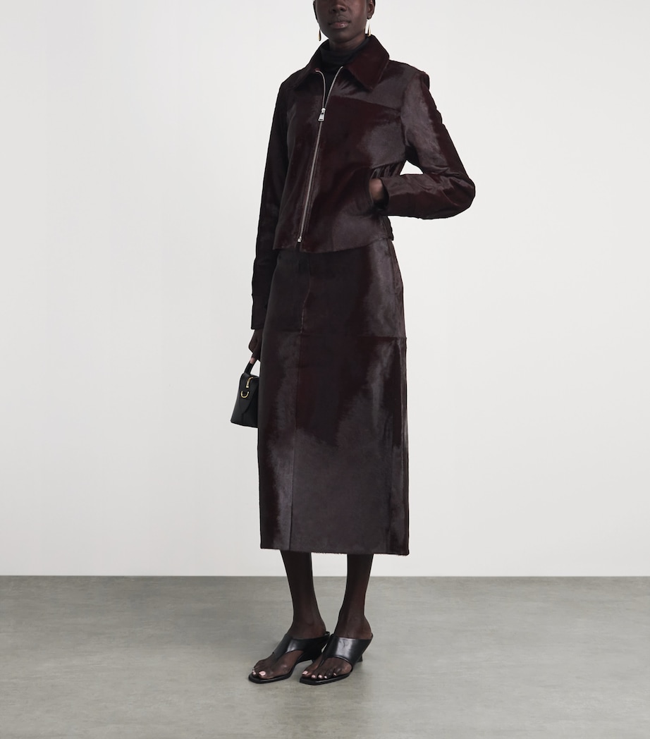 Simkhai Womens Calf Hair Jacket Fig Image 2