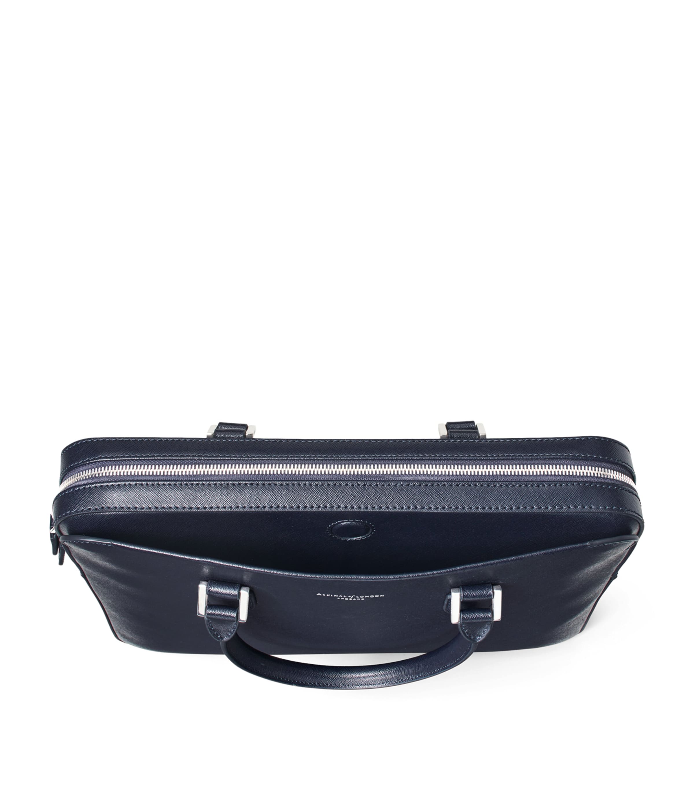 Aspinal Of London Leather Mount Street Briefcase Bag Navy Image 5