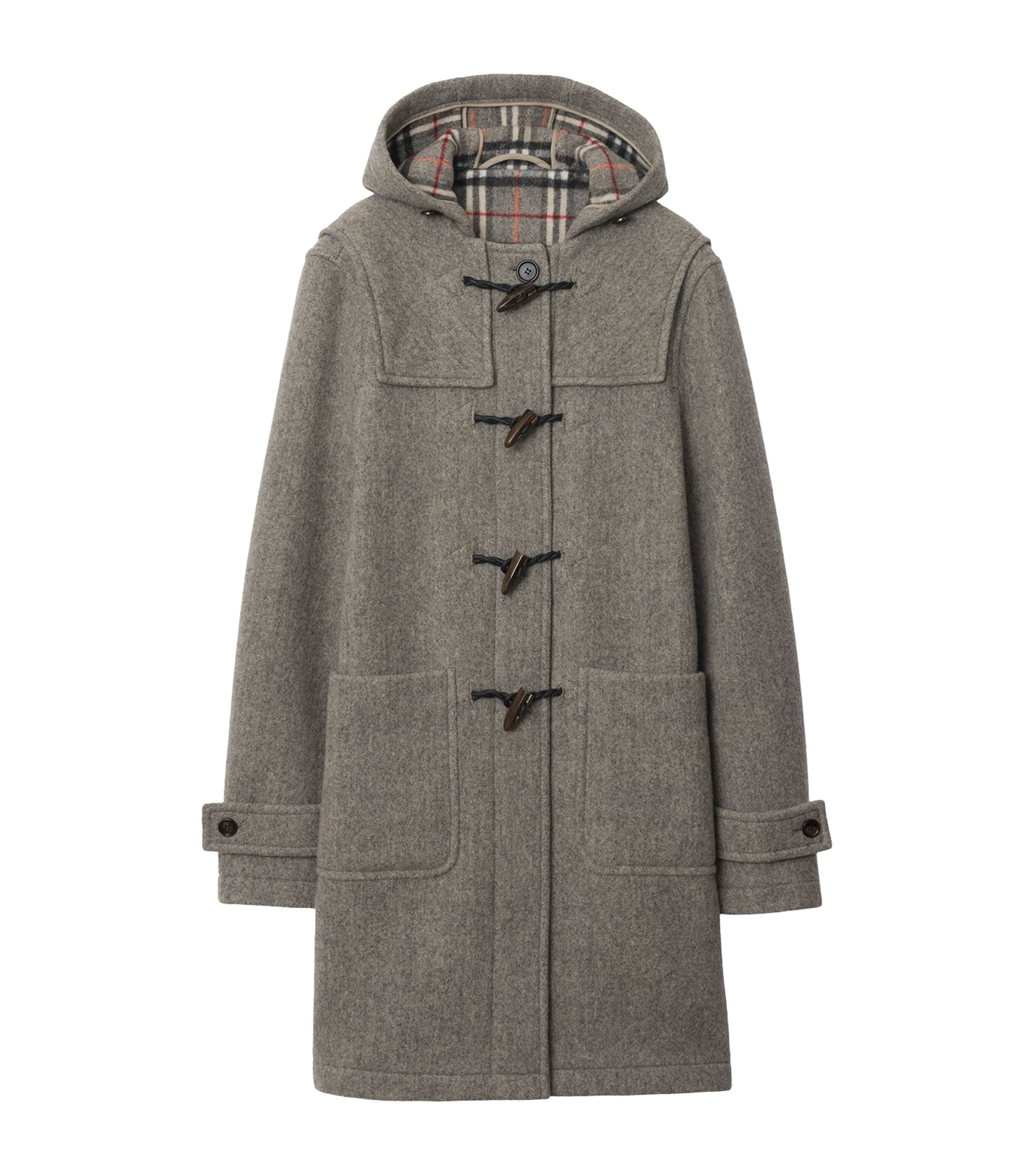 Burberry Wool Hooded Duffle Coat In Gray