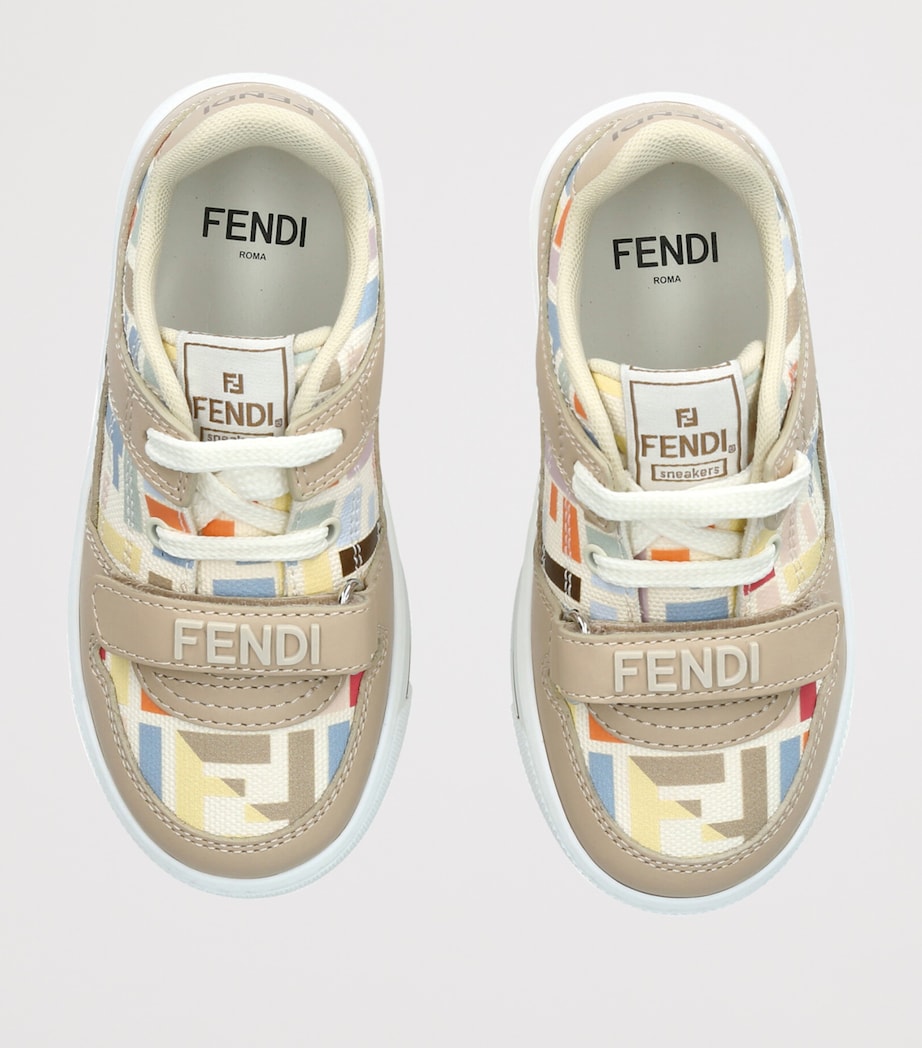 Fendi Kids Leather Logo Sneakers Beige Comb Image 3