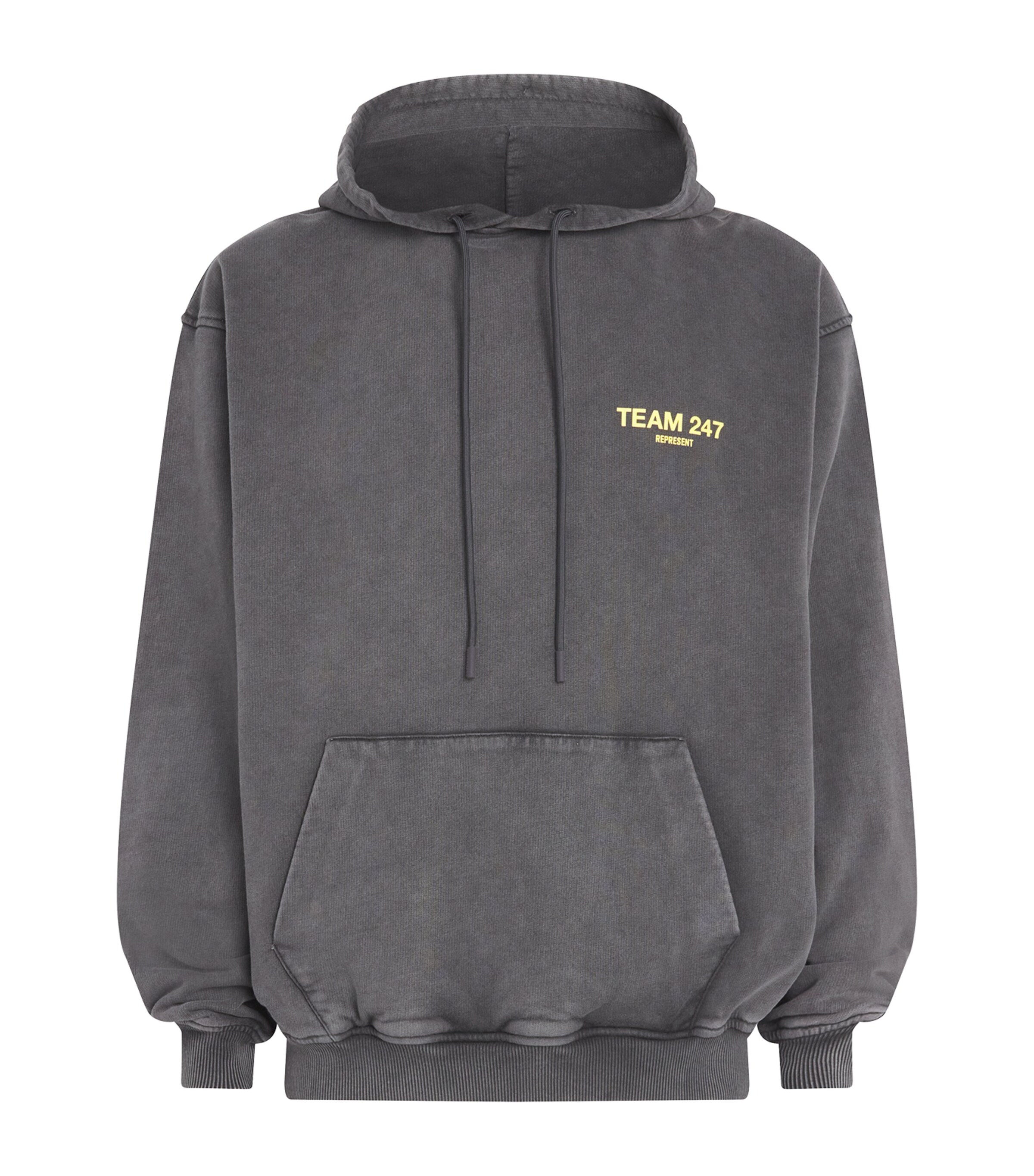 Represent 247 Mens Oversized Team 247 Hoodie Pewter/lemon Image 1