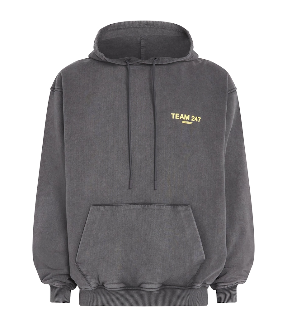 Represent 247 Mens Oversized Team 247 Hoodie Pewter/lemon Image 1