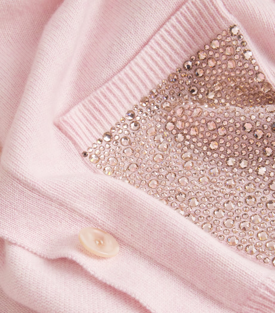 Cashmere Crystal-Embellished Cardigan PINK SORBET/VIN Image 5