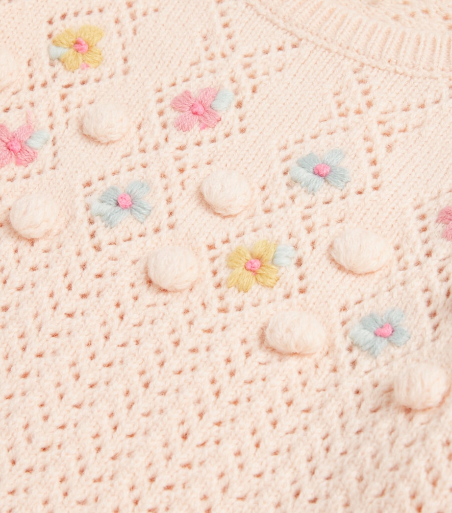Pointelle Floral Vakita Sweater (4-12 Years) BLUSH Image 3