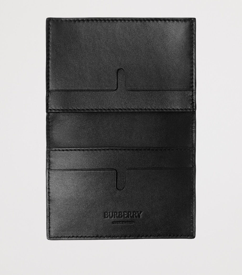 Burberry Leather Embossed Check Card Holder Black Image 3