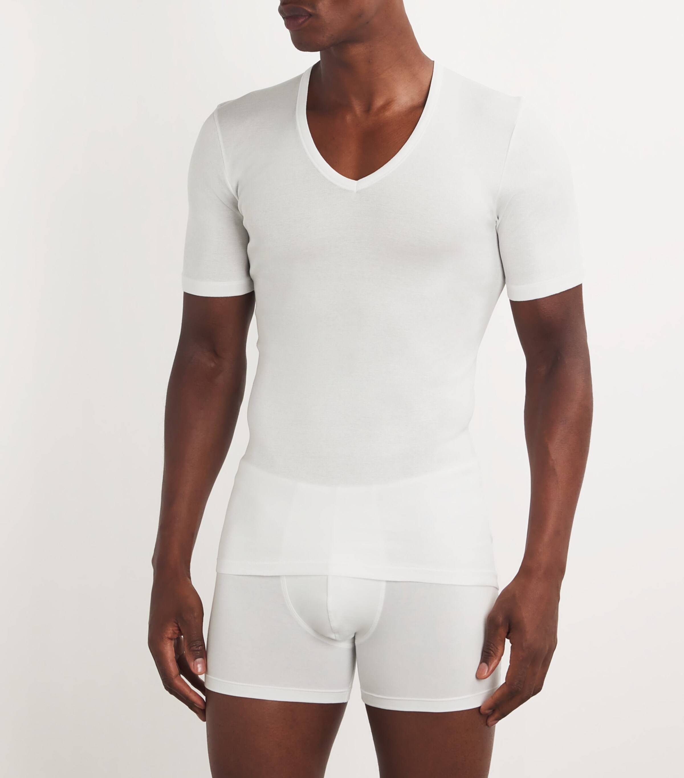 Cotton Pure V-Neck T-Shirt 0101/WHITE Image 2