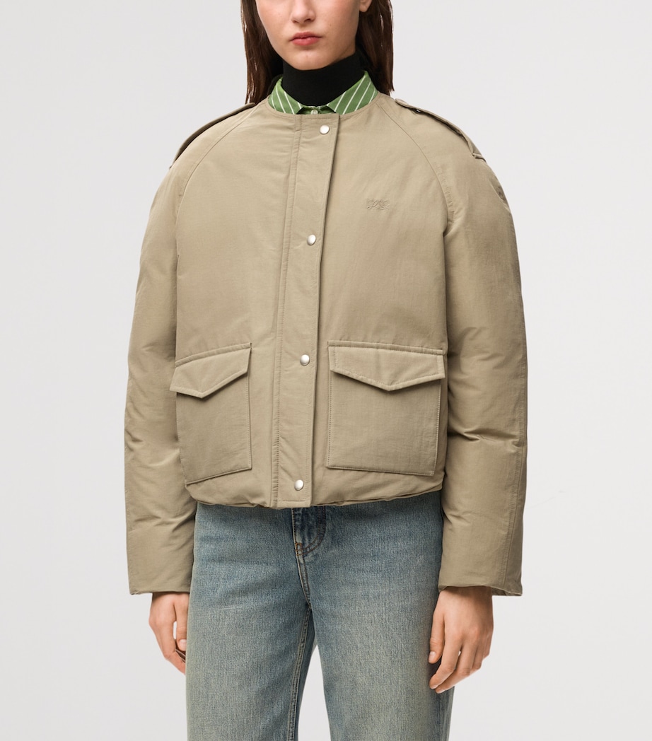 LOEWE Womens Technical Shearling-Collar Jacket Light Sage Image 5