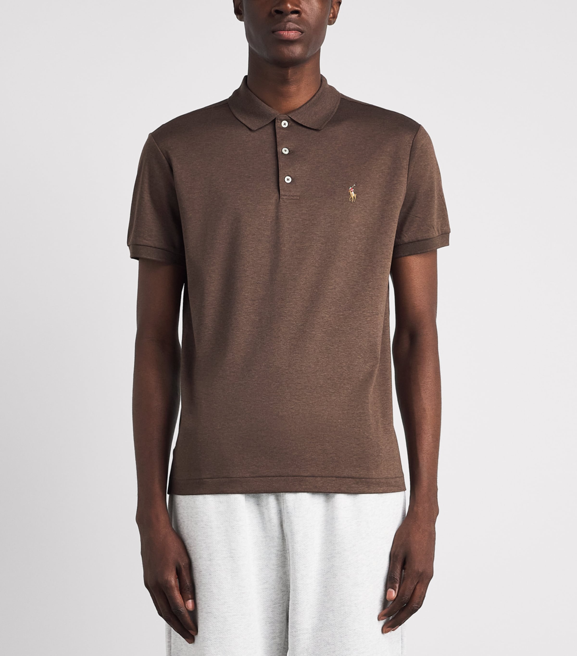 Polo Ralph Lauren Mens Cotton Classic-Fit Polo Shirt Nutmeg Brown Heather Image 4
