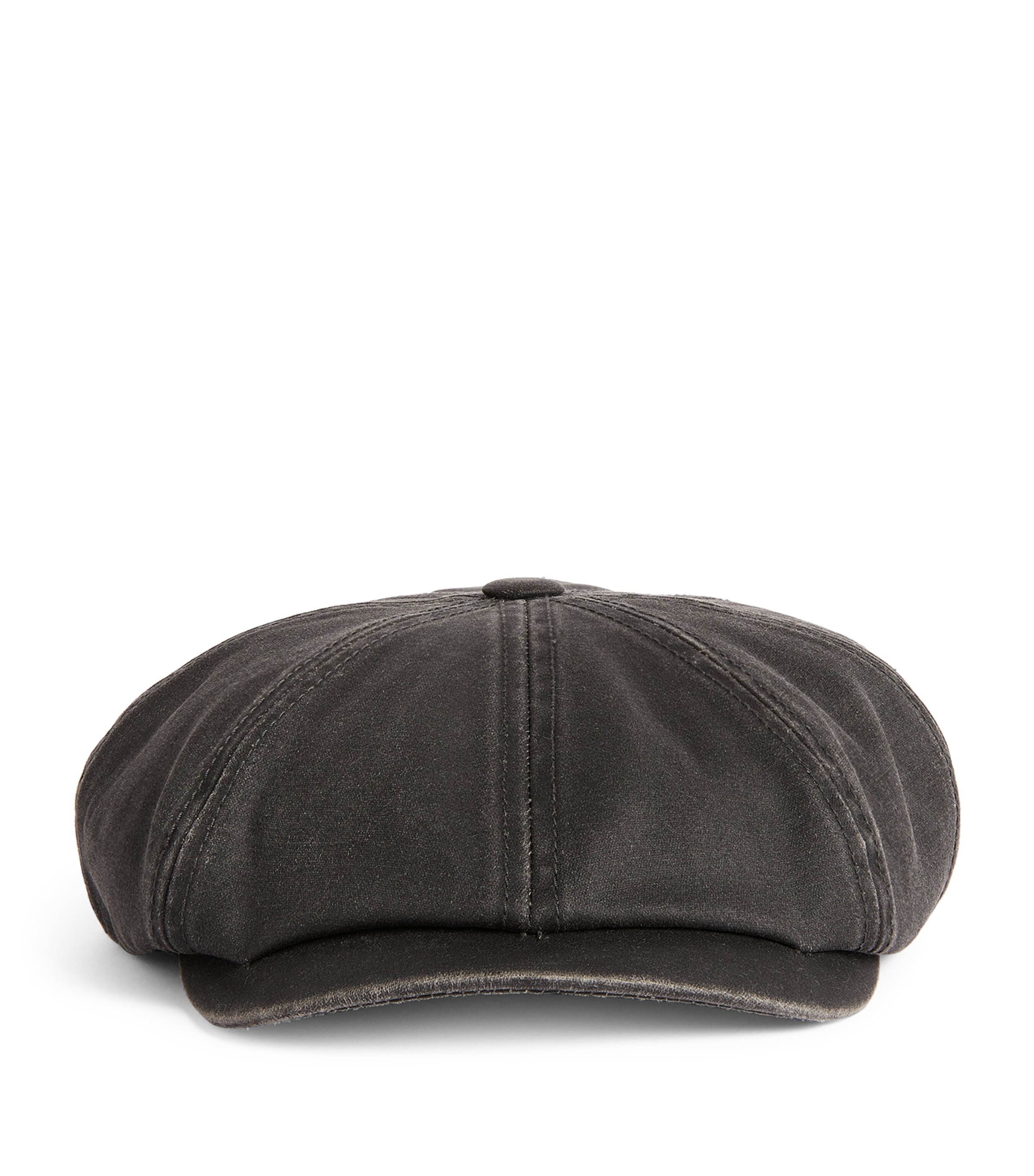 Stetson Waxed Hatteras Flat Cap In Black